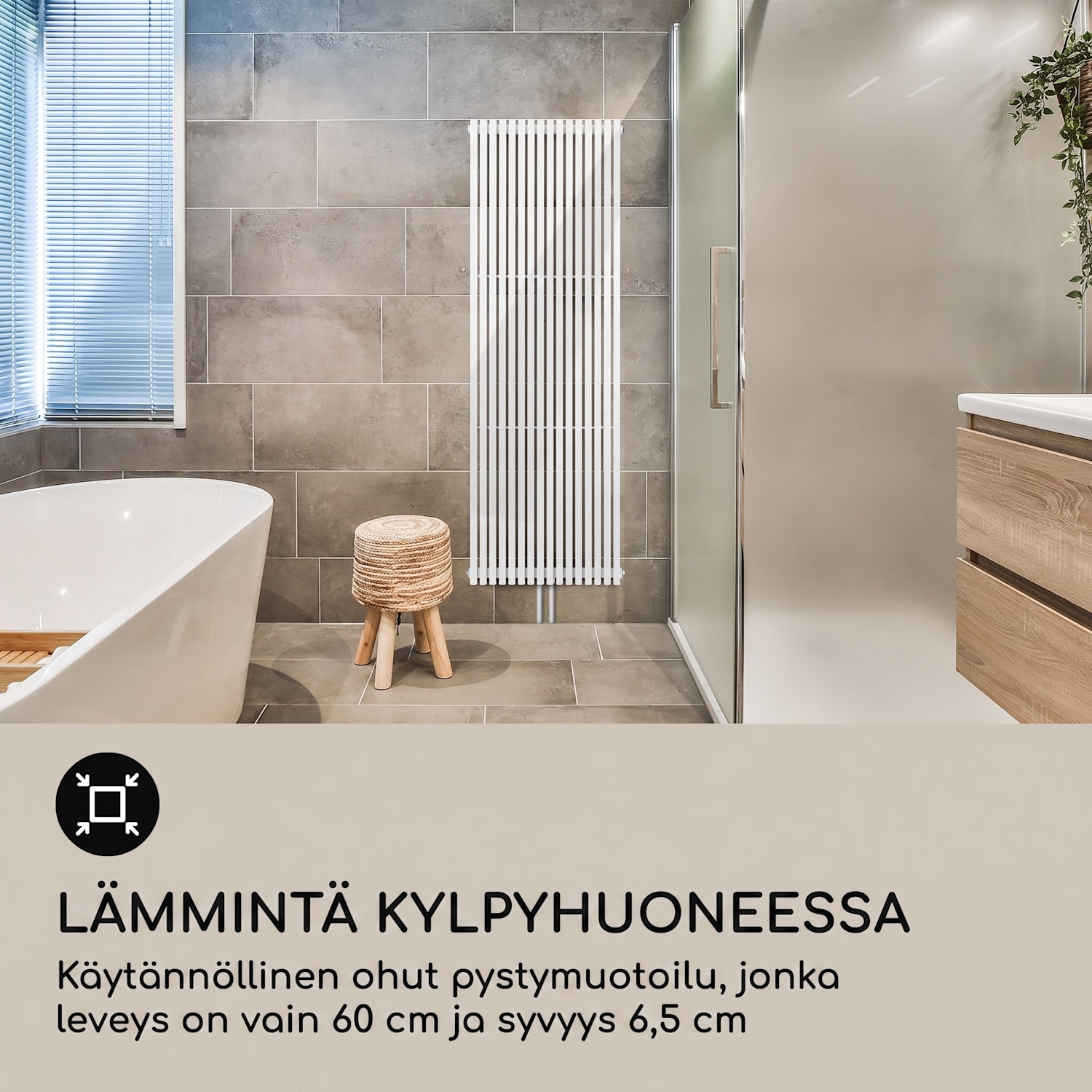 Delgado 180 x 60 patteri kylpyhuonelämmitin putkilämmitin 1065 W lämmin vesi 1/2 180 x 60 cm | Valkoinen