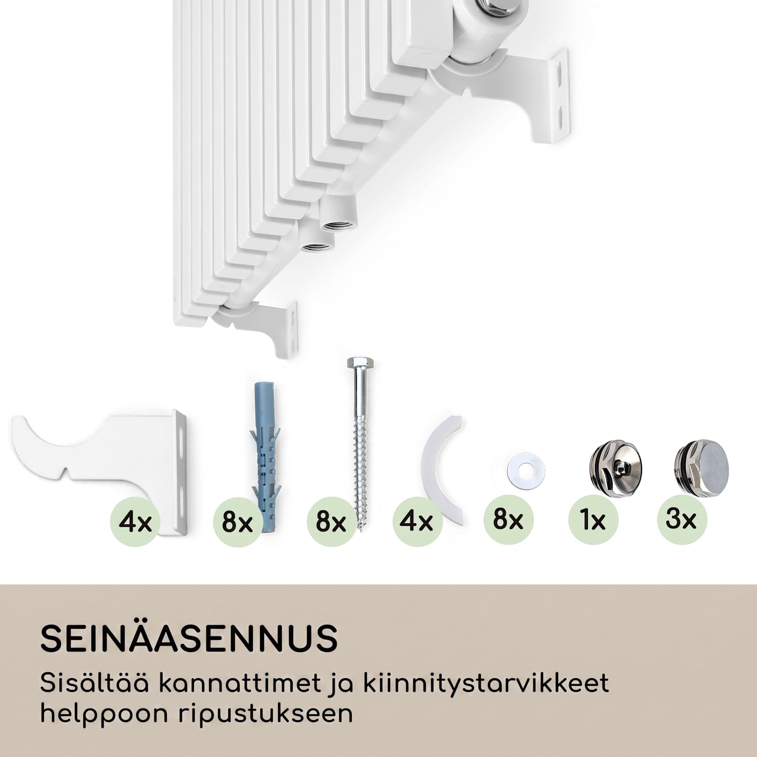 Delgado 180 x 60 patteri kylpyhuonelämmitin putkilämmitin 1065 W lämmin vesi 1/2 180 x 60 cm | Valkoinen