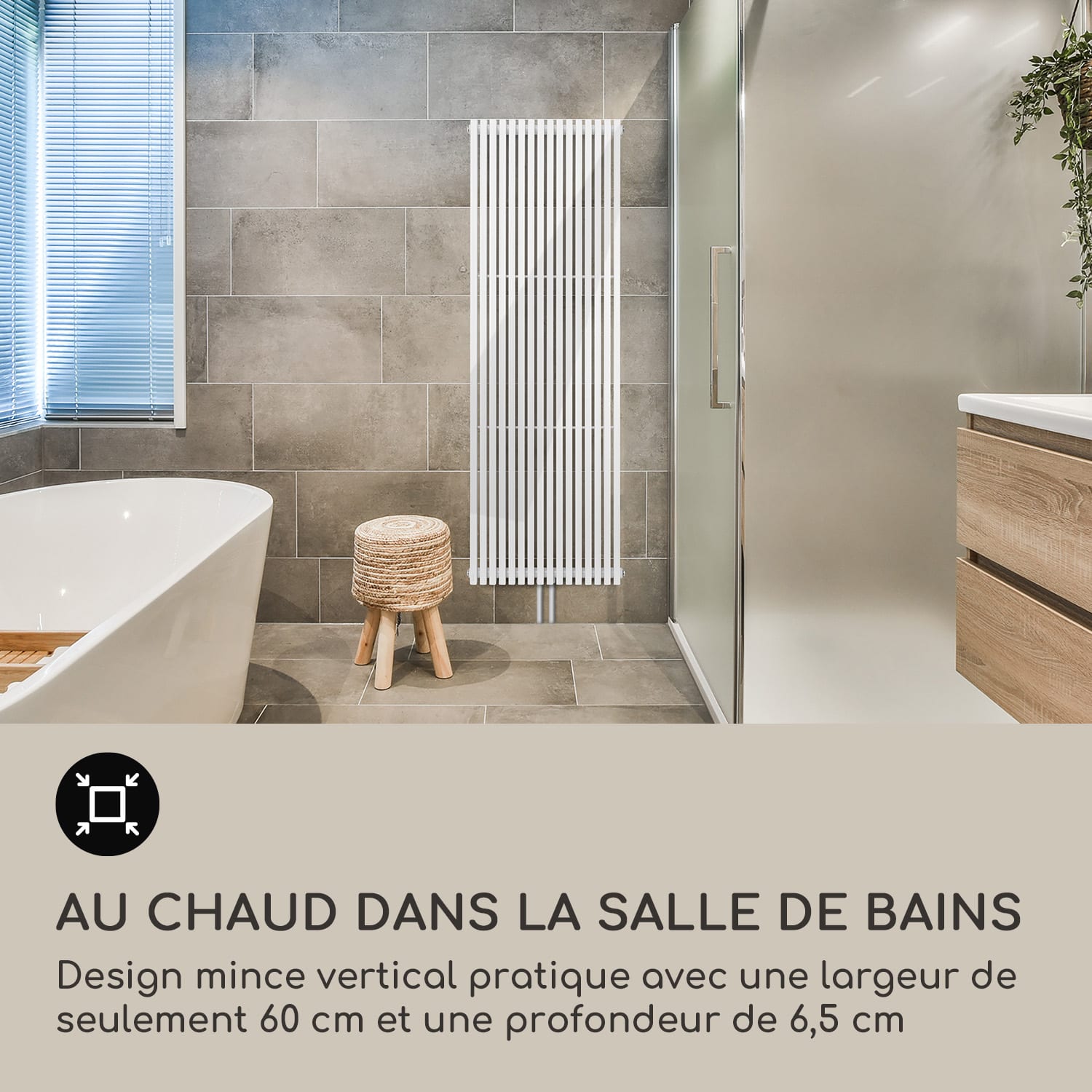Delgado 180 x 60 radiateur sèche-serviettes tubulaire 1065 W eau chaude 1/2 180 x 60 cm | Blanc