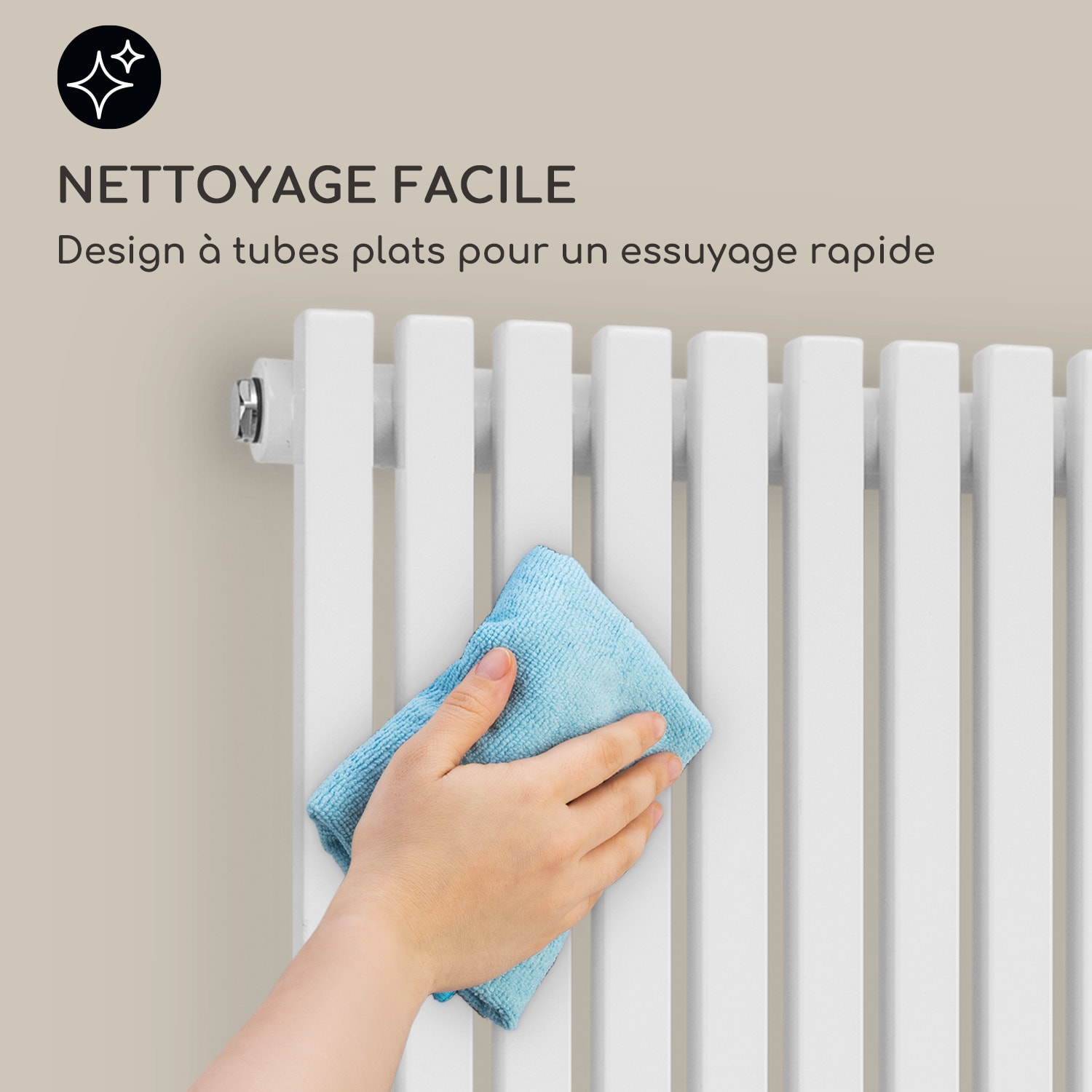 Delgado 180 x 60 radiateur sèche-serviettes tubulaire 1065 W eau chaude 1/2 180 x 60 cm | Blanc
