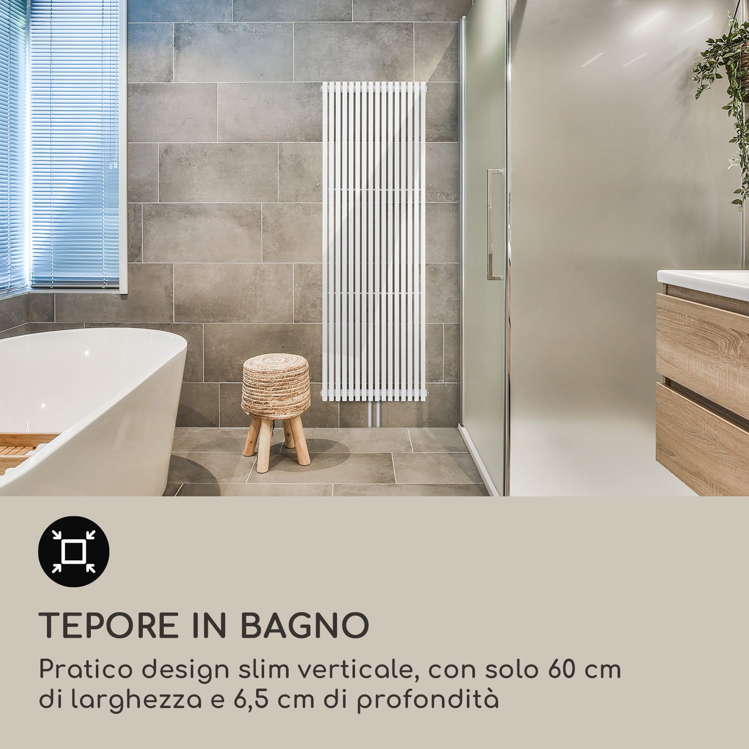Delgado 180 x 60 - Radiatore, calorifero da bagno, 1065 W, acqua calda, 1/2" 180 x 60 cm | Bianco