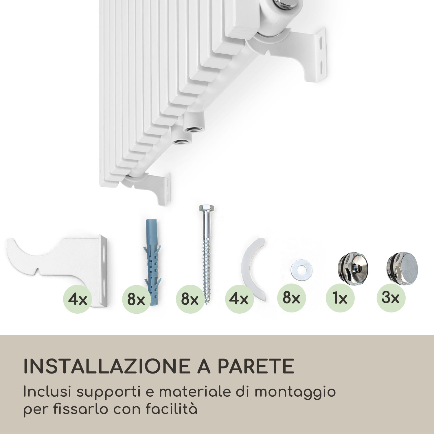Delgado 180 x 60 - Radiatore, calorifero da bagno, 1065 W, acqua calda, 1/2" 180 x 60 cm | Bianco