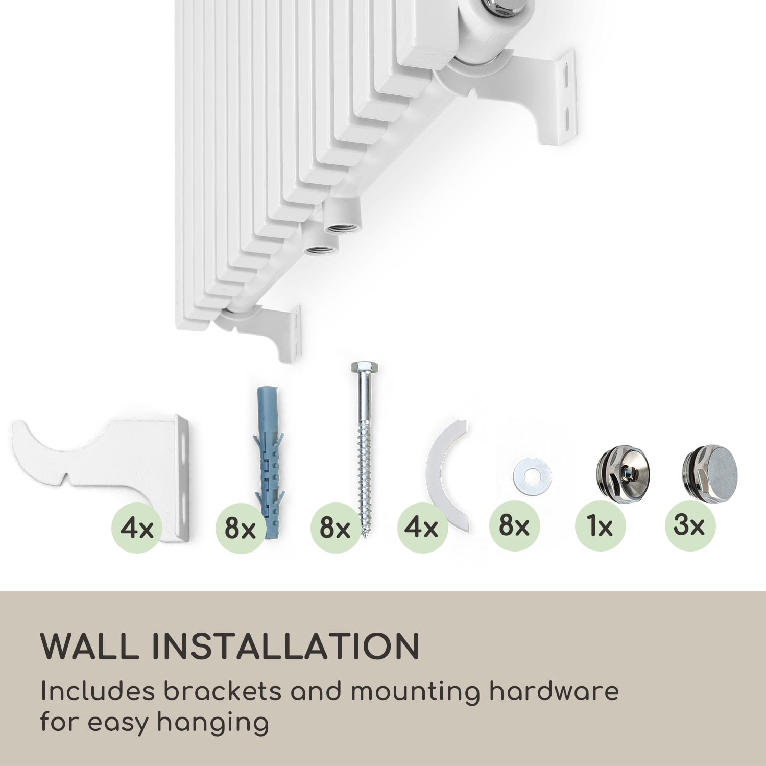 Delgado 180 x 60 Radiator Towel Heater Tubular Radiator 1065 W Hot Water 1/2 180 x 60 cm | White