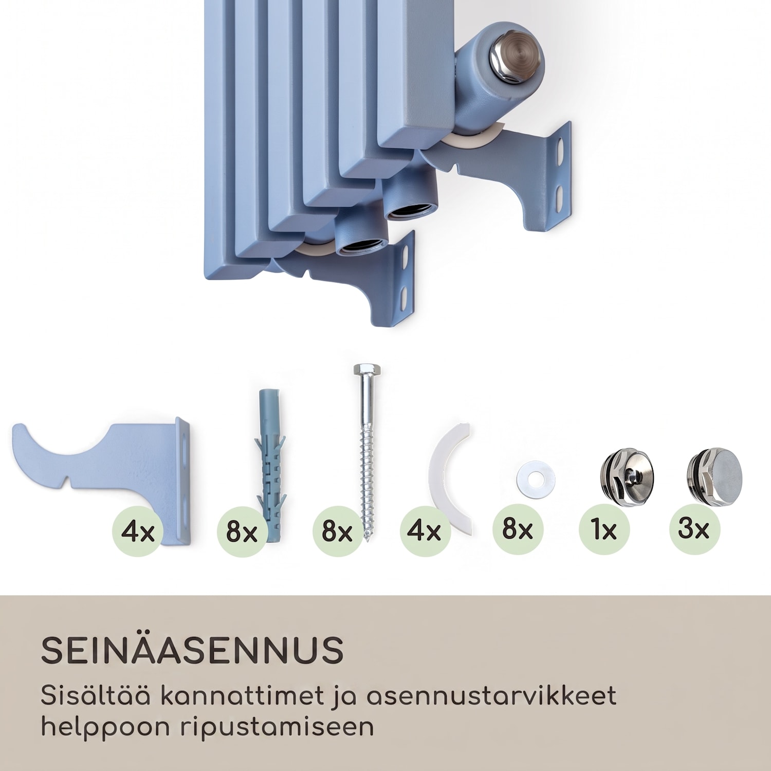 Delgado 120 x 25 patteri kylpyhuonelämmitin putkilämmitin 508 W lämmin vesi 1/2 120 x 25 cm | Tuhkansininen