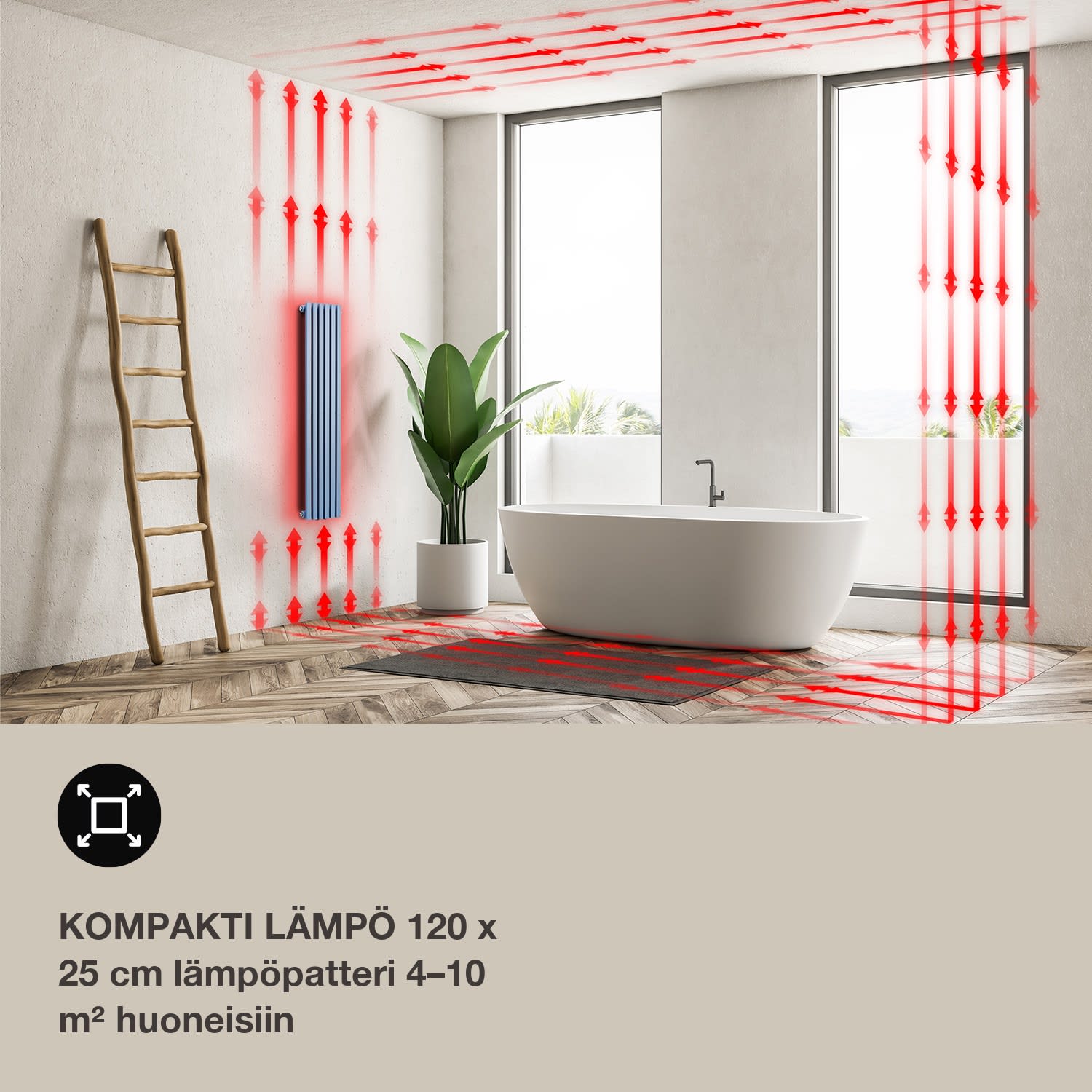 Delgado 120 x 25 patteri kylpyhuonelämmitin putkilämmitin 508 W lämmin vesi 1/2 120 x 25 cm | Tuhkansininen