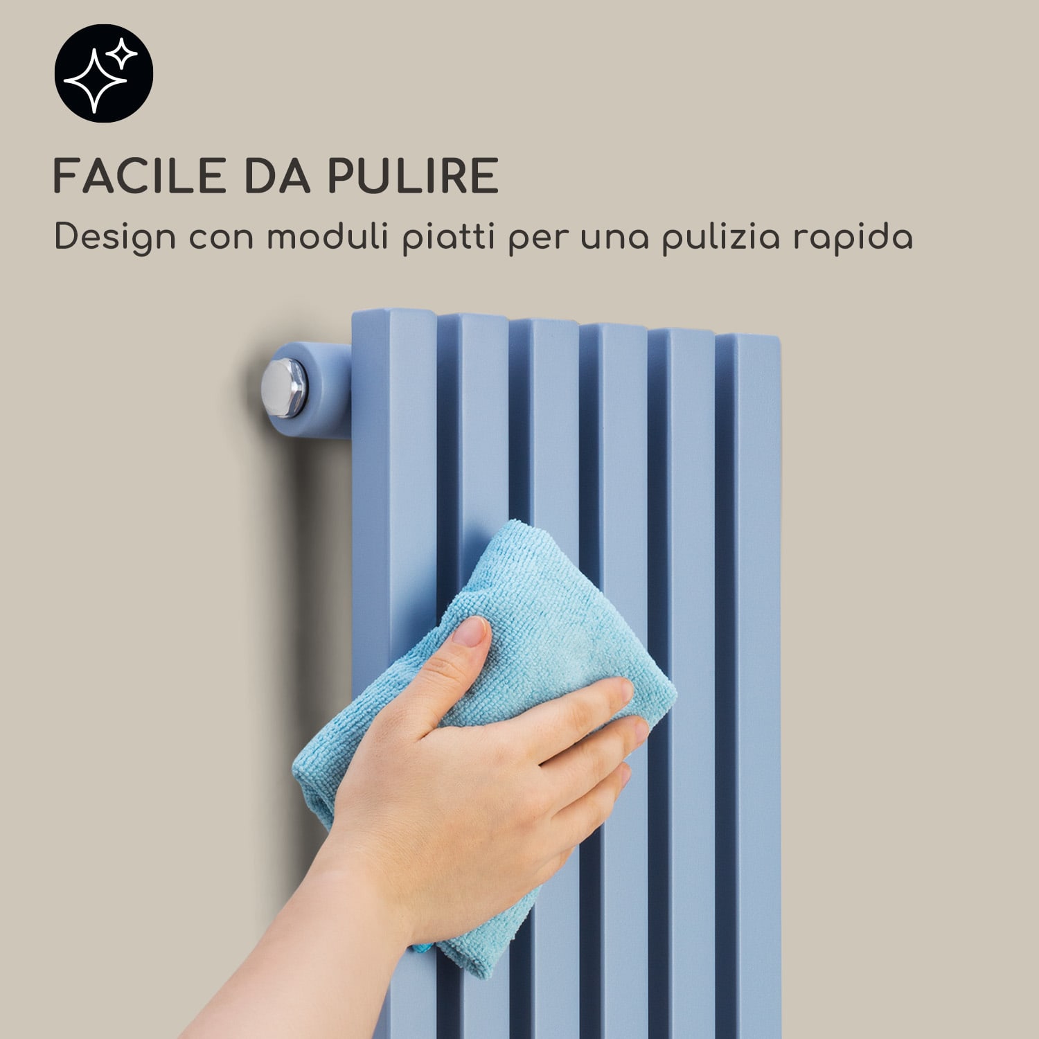 Delgado 120 x 25 - Radiatore, calorifero da bagno, 508 W, acqua calda, 1/2" 120 x 25 cm | Blu cenere