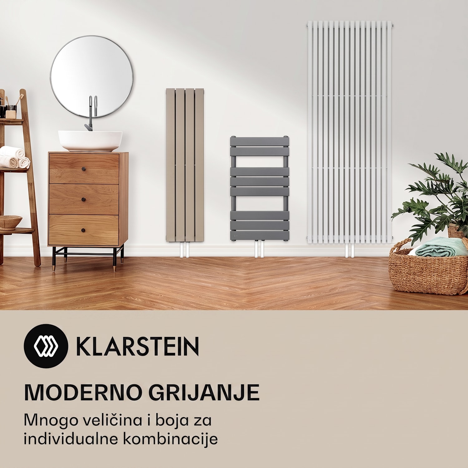 Fairmont, 80 x 45, radijator, 375W, topla voda, 3 držača ručnika, 1/2 45 x 80 cm | Antracit