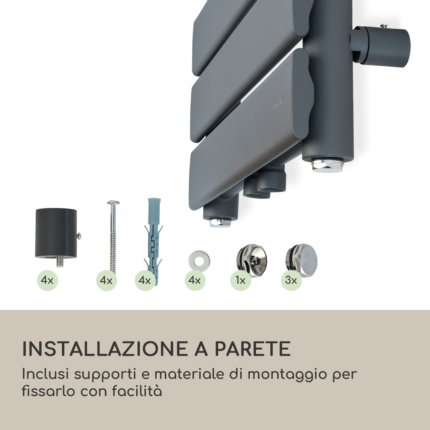 Fairmont 80 x 45 termosifone 375W acqua calda 3 portasalviette 1/2 45 x 80 cm | Antracite