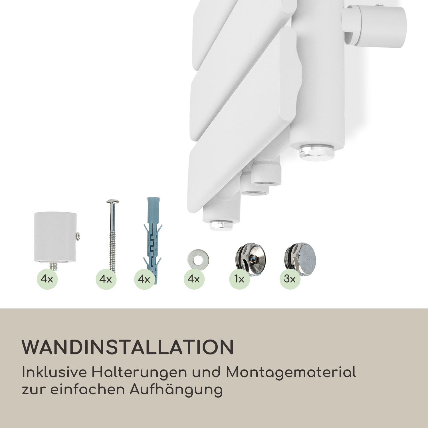 Fairmont 80 x 45 Heizkörper 375W Warmwasser 3 Handtuchhalter 1/2 45 x 80 cm | Weiß