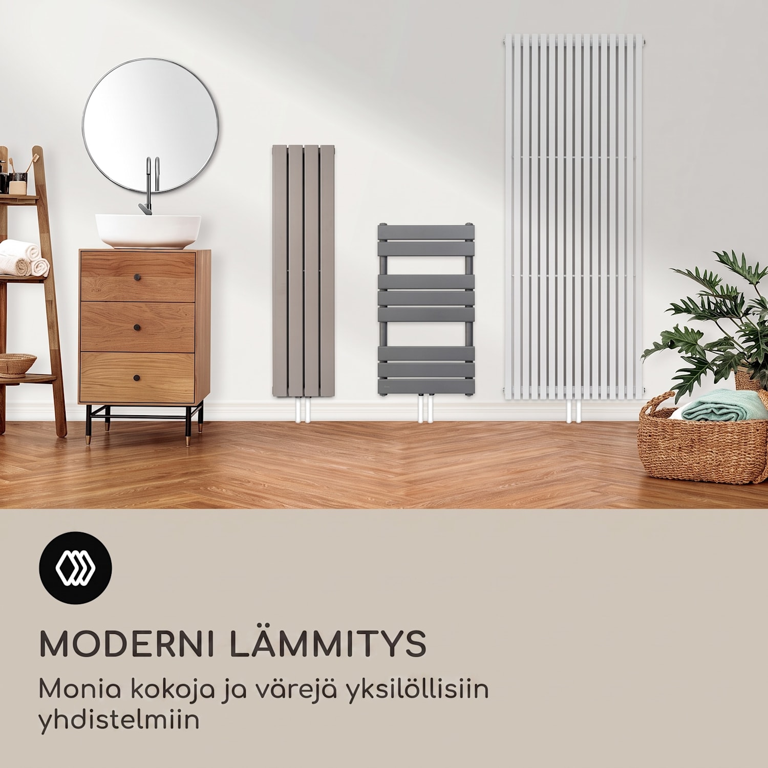 Fairmont 80 x 45 lämpöpatteri 375W lämminvesi 3 pyyhetelinettä 1/2 45 x 80 cm | Valkoinen