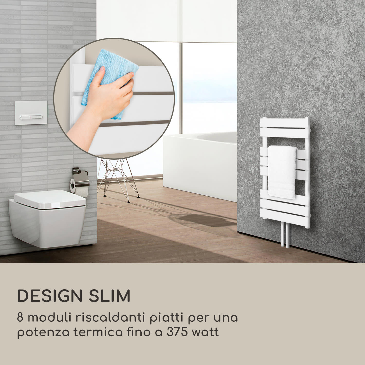 Fairmont 80 x 45 termosifone 375W acqua calda 3 portasciugamani 1/2 45 x 80 cm | Bianco