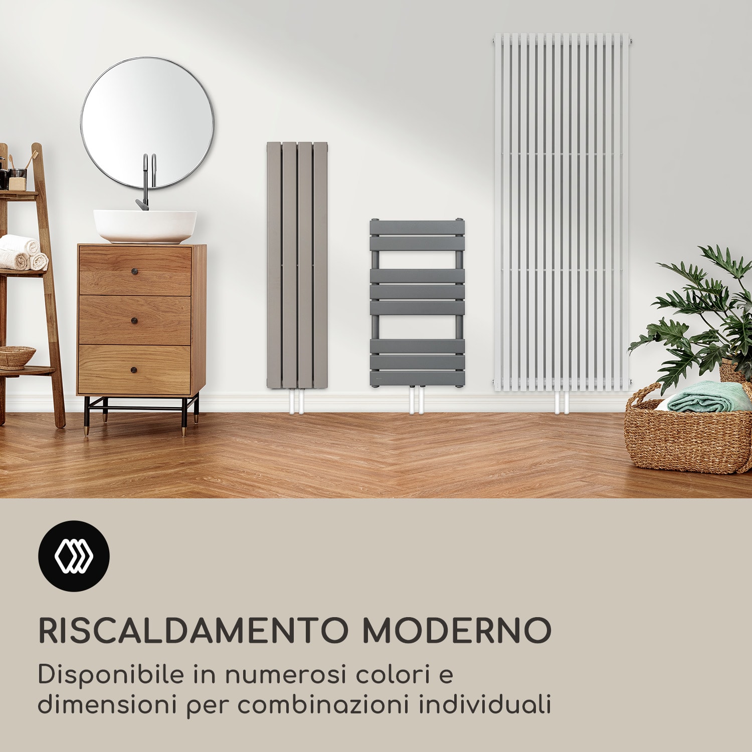 Fairmont 80 x 45 termosifone 375W acqua calda 3 portasciugamani 1/2 45 x 80 cm | Bianco