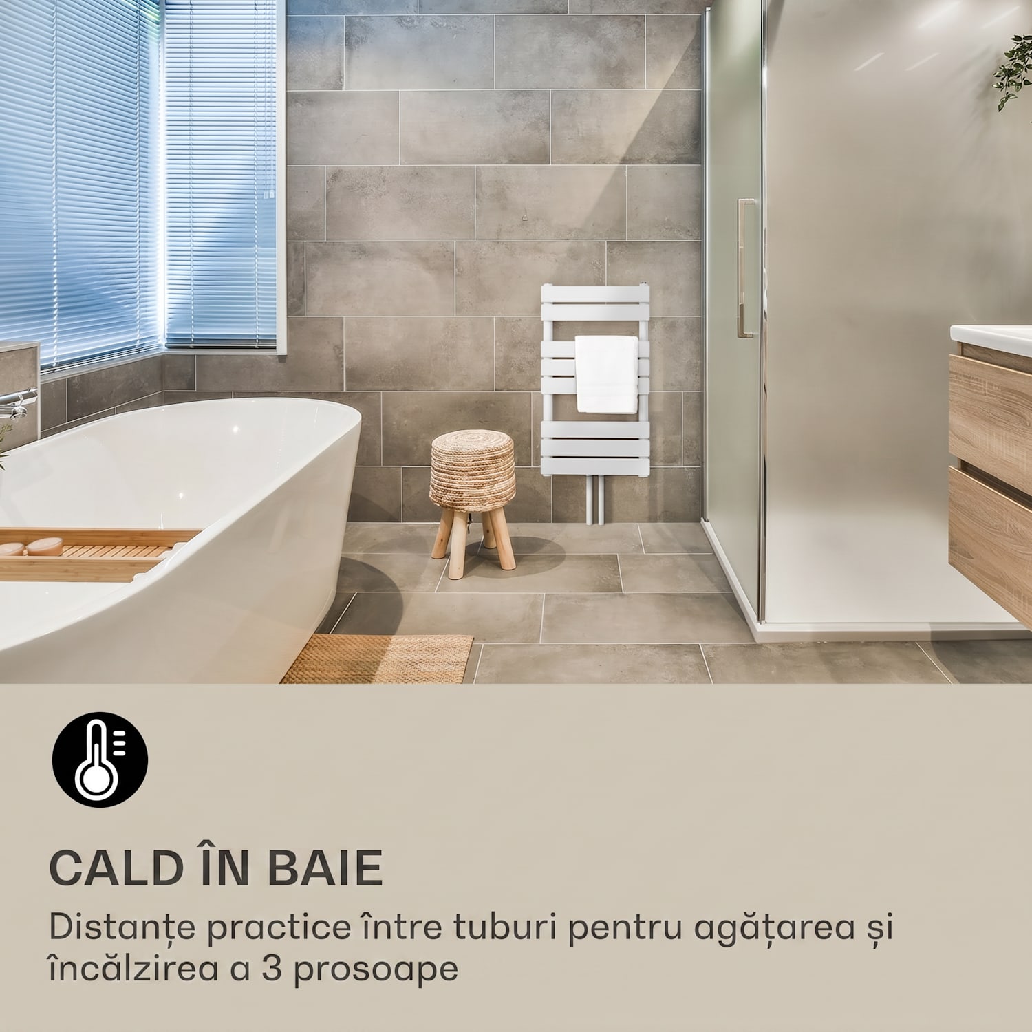 Fairmont, 80 x 45, radiator, 375 W, apă caldă, 3 suporturi pentru prosoape, 1/2 45 x 80 cm | Alb