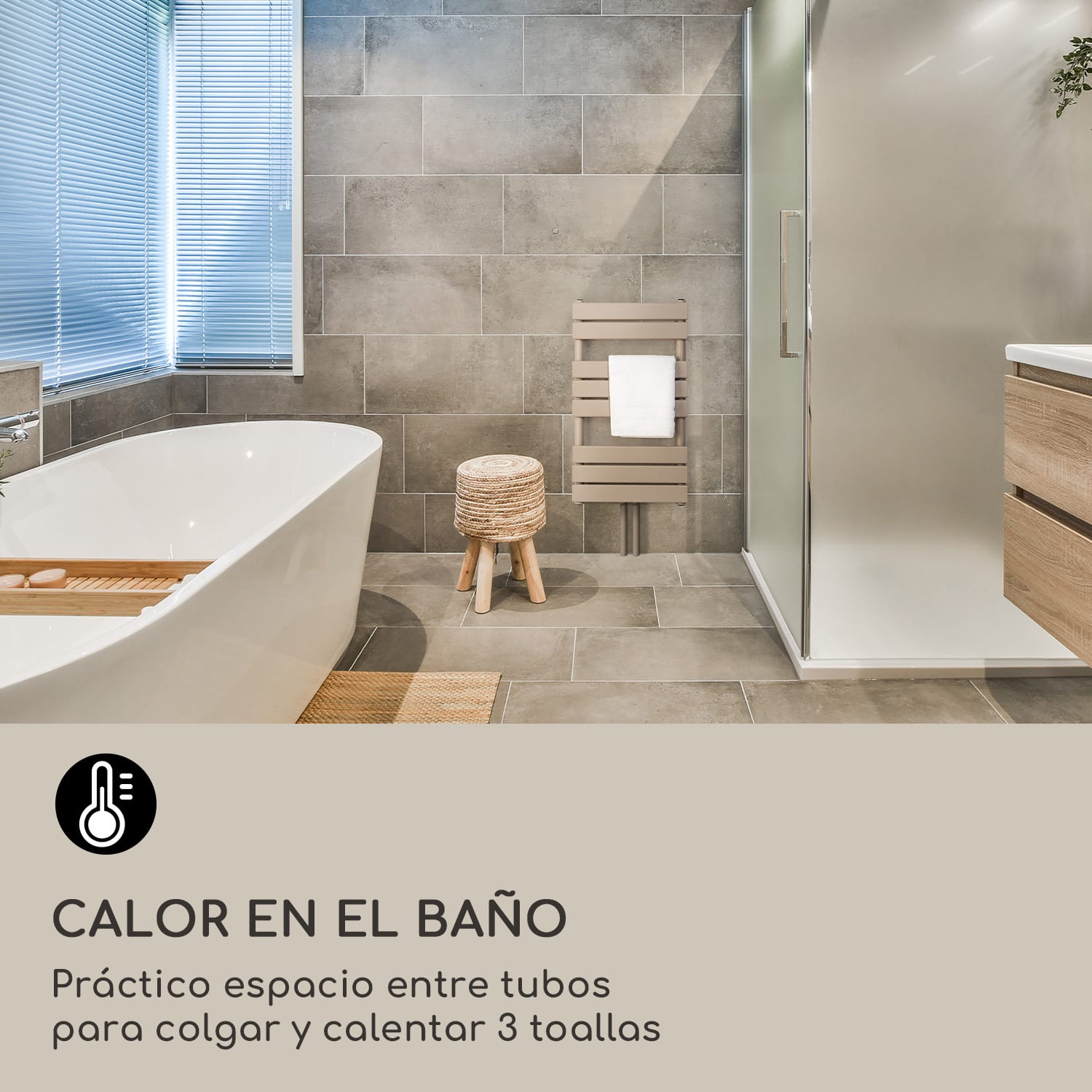 Fairmont 80 x 45 radiador 375W agua caliente 3 toalleros 1/2 45 x 80 cm | Arena