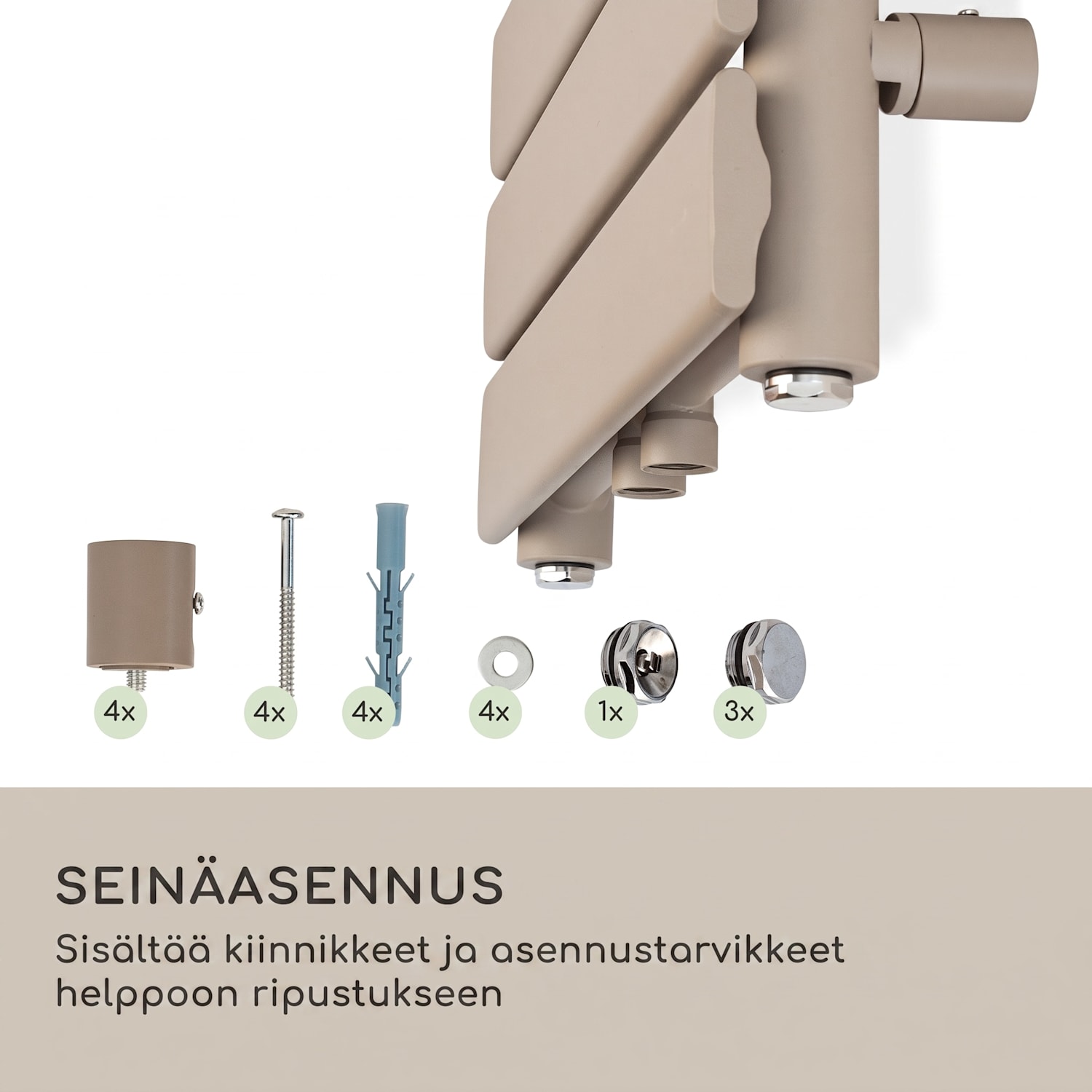 Fairmont 80 x 45 lämpöpatteri 375W lämminvesi 3 pyyhetelinettä 1/2 45 x 80 cm | Hiekka