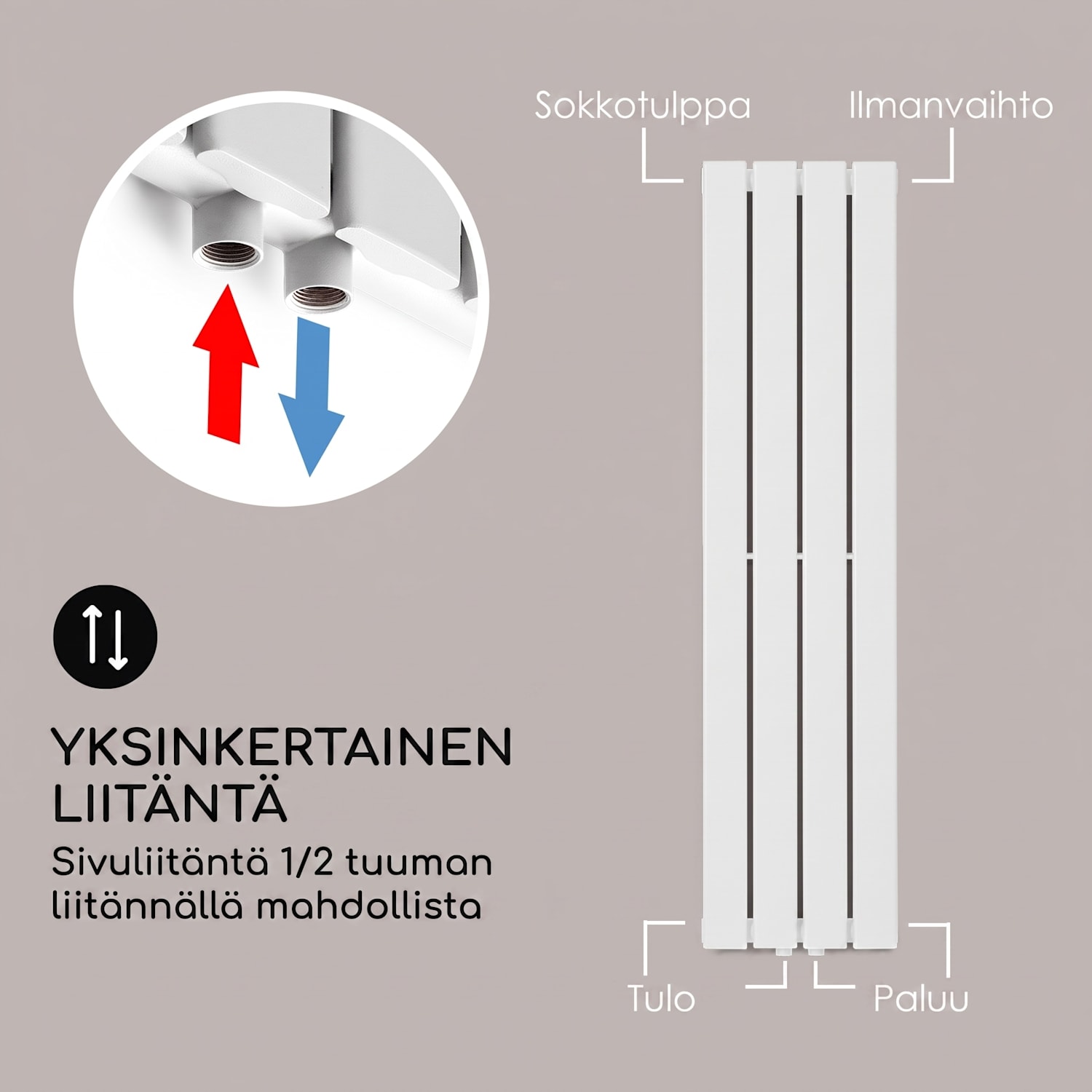 Ontario 120 x 30 patteri 1/2" sivuliitäntä seinäasennus 380 wattia 30 x 120 cm | yksi rivi | Valkoinen