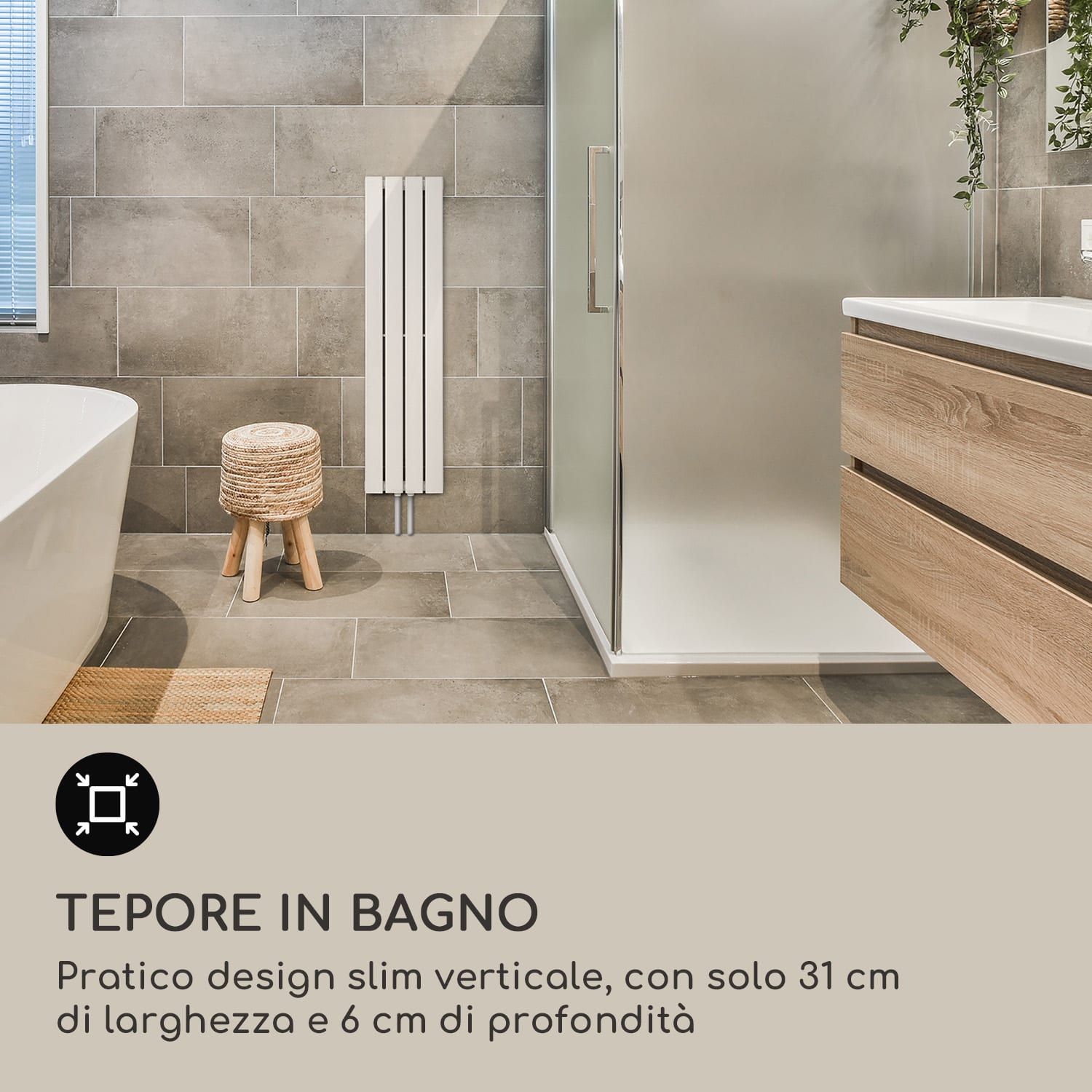 Radiatore Ontario 120 x 30 1/2" attacco laterale installazione a parete 380 Watt 30 x 120 cm | fila singola | Bianco