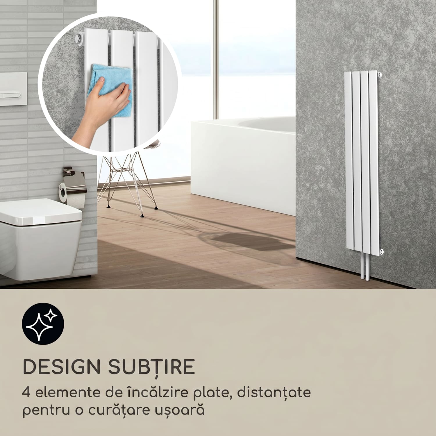 Ontario, radiator, 120 x 30, montare pe perete, 380 W 30 x 120 cm | o linie | Alb