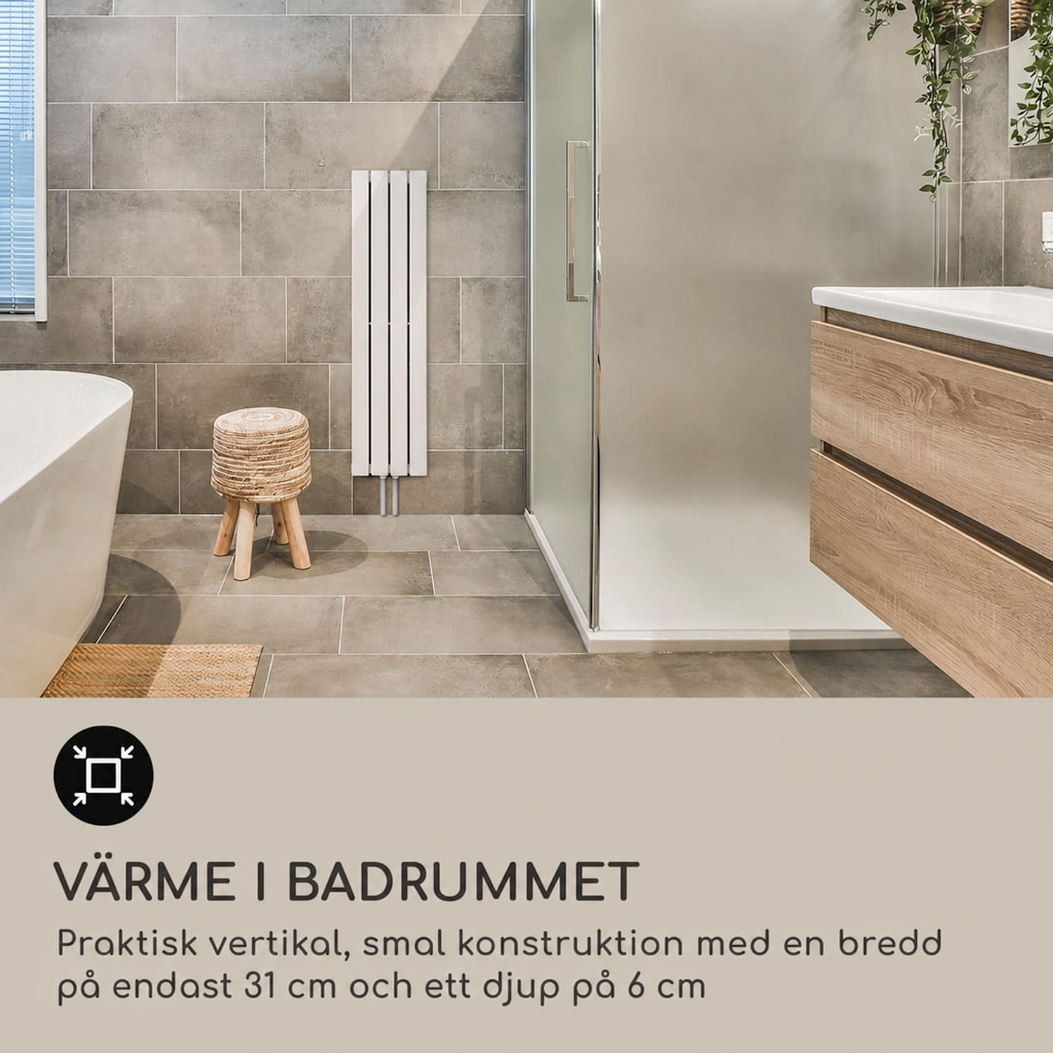 Ontario 120 x 30 radiator 1/2" sidanslutning vägginstallation 380 watt 30 x 120 cm | enda rad | Vit