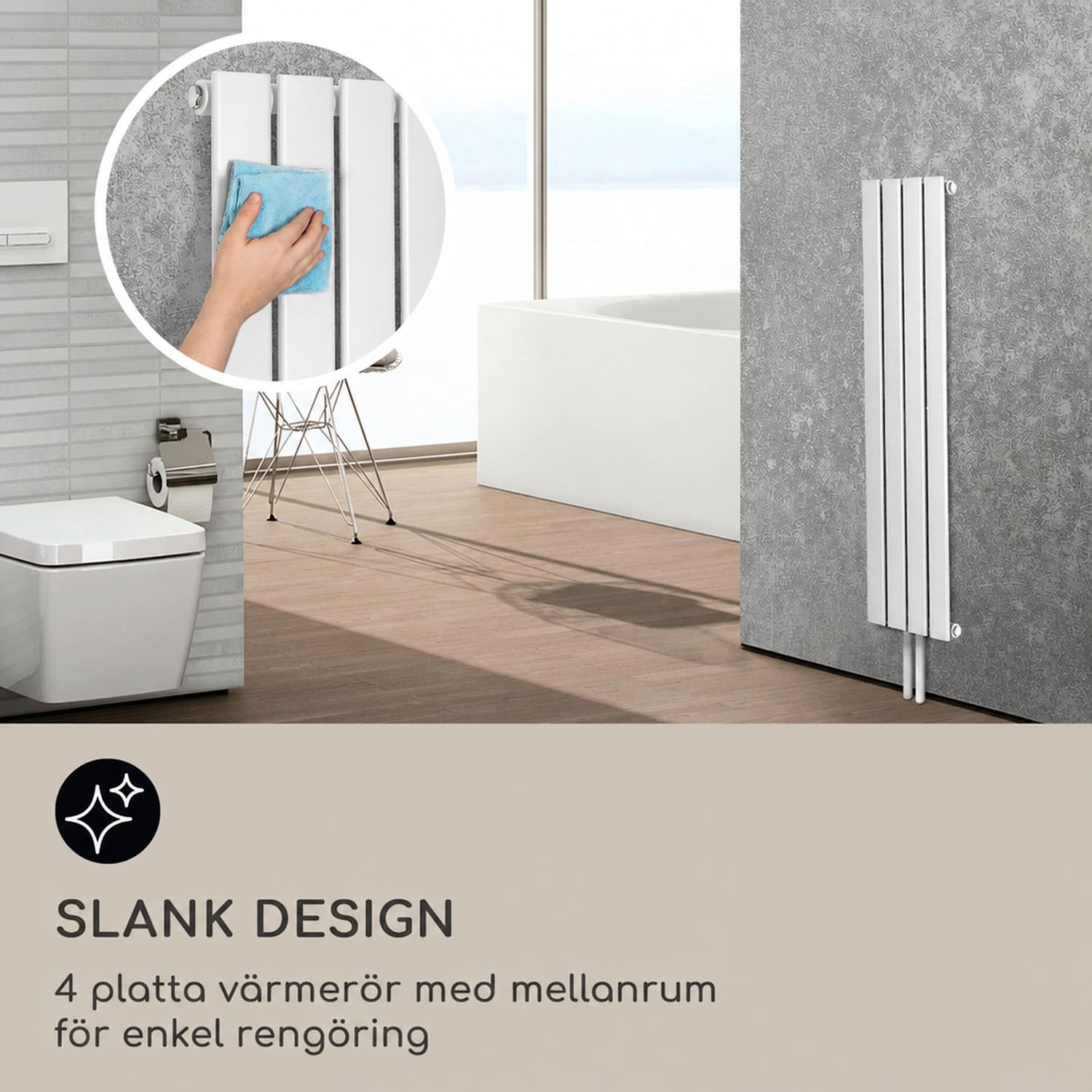 Ontario 120 x 30 radiator 1/2" sidanslutning vägginstallation 380 watt 30 x 120 cm | enda rad | Vit