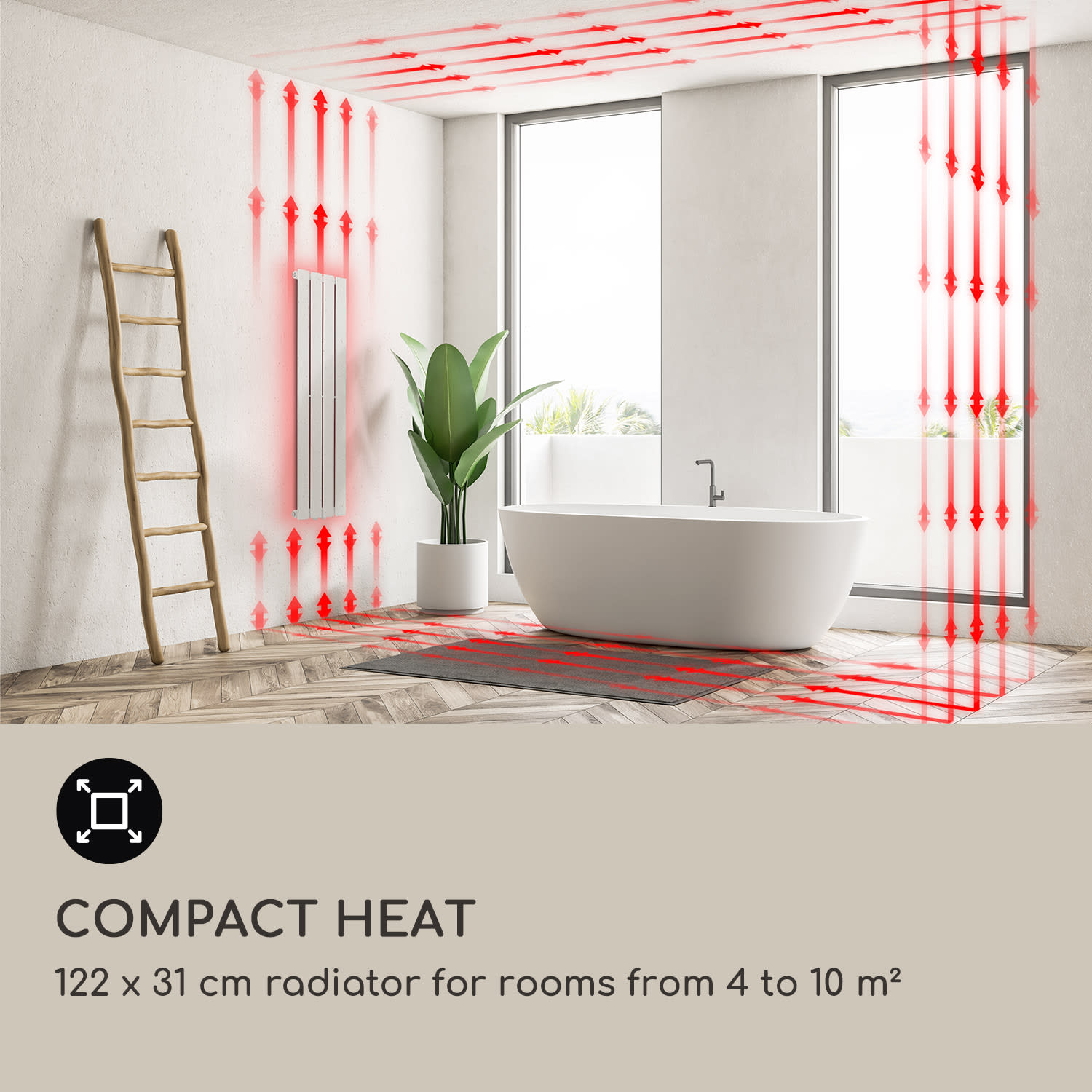 Ontario 120 x 30 radiator 1/2" side connection wall installation 380 watts 30 x 120 cm | single row | White