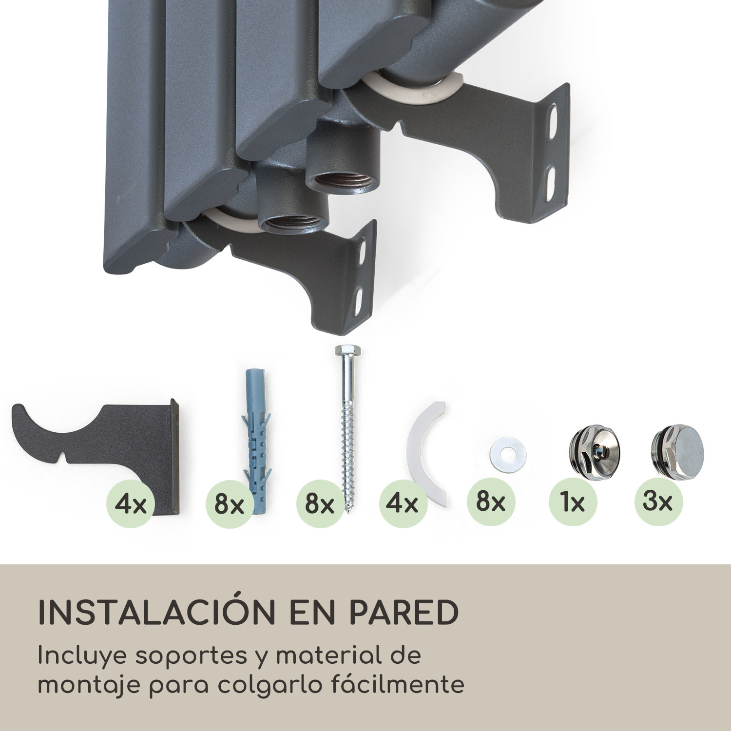 Radiador Ontario 120 x 30 1/2" conexión lateral instalación en pared 380 vatios 30 x 120 cm | una sola fila | Antracita