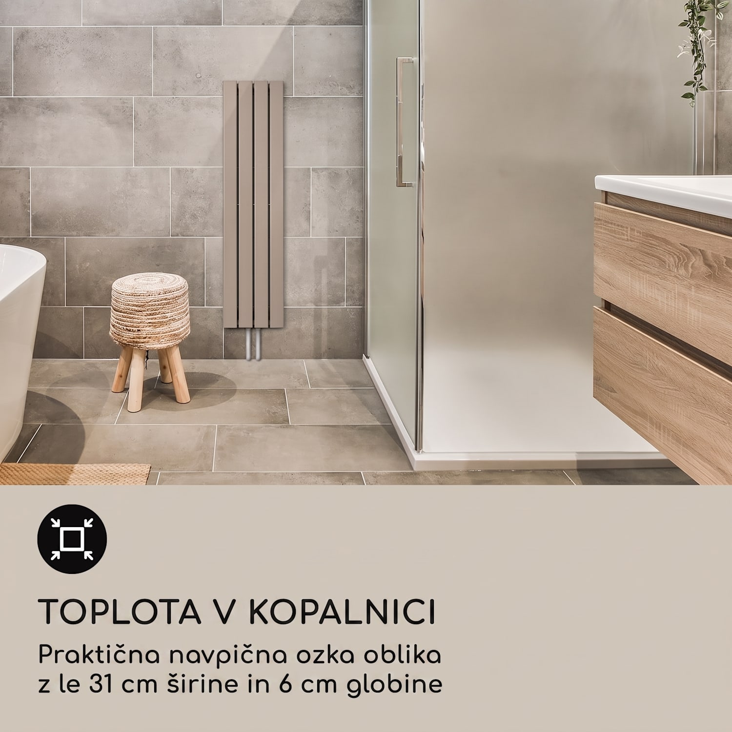 Ontario, radiator, 120 x 30, stenska montaža, 380 W 30 x 120 cm | ena vrstica | Pesek