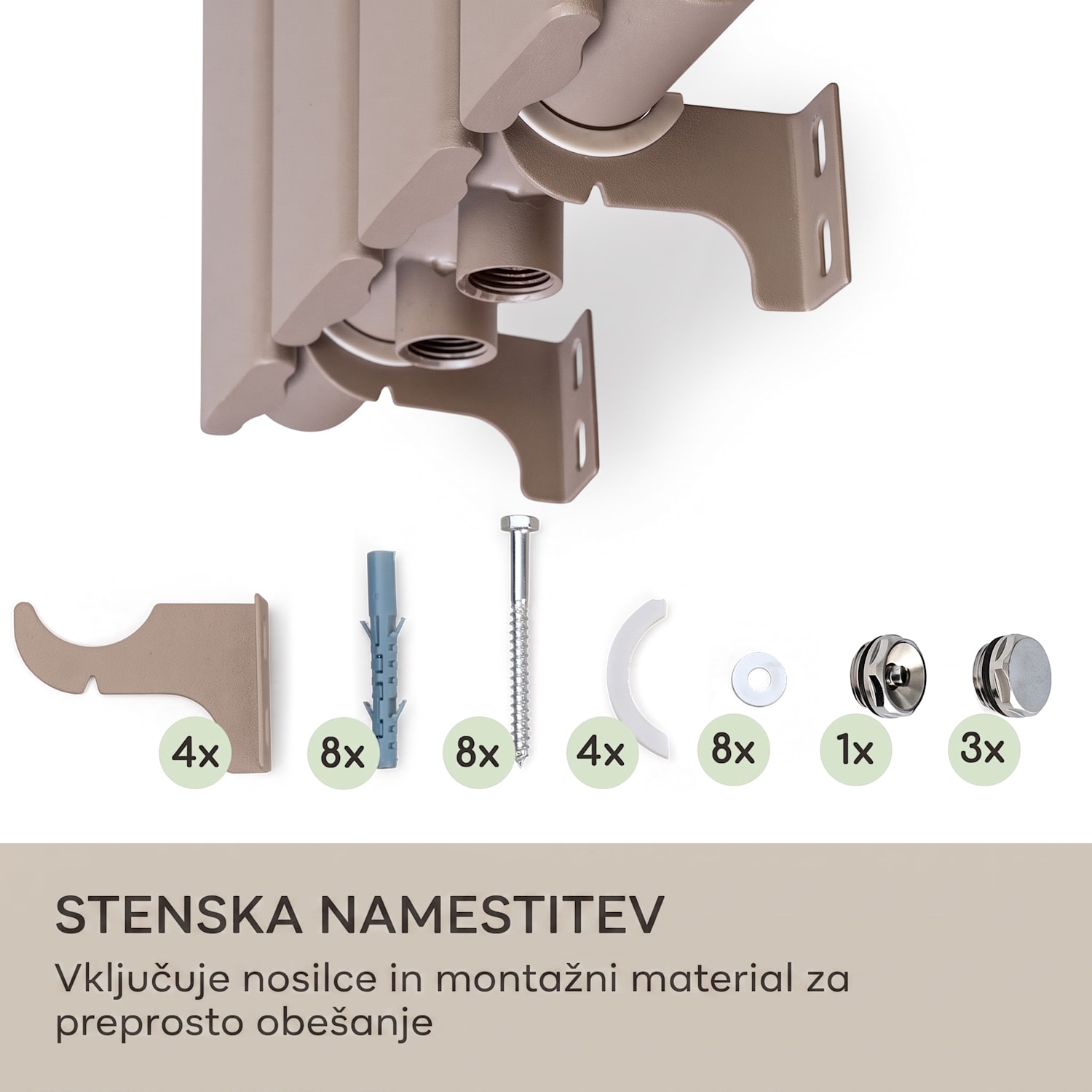 Ontario, radiator, 120 x 30, stenska montaža, 380 W 30 x 120 cm | ena vrstica | Pesek