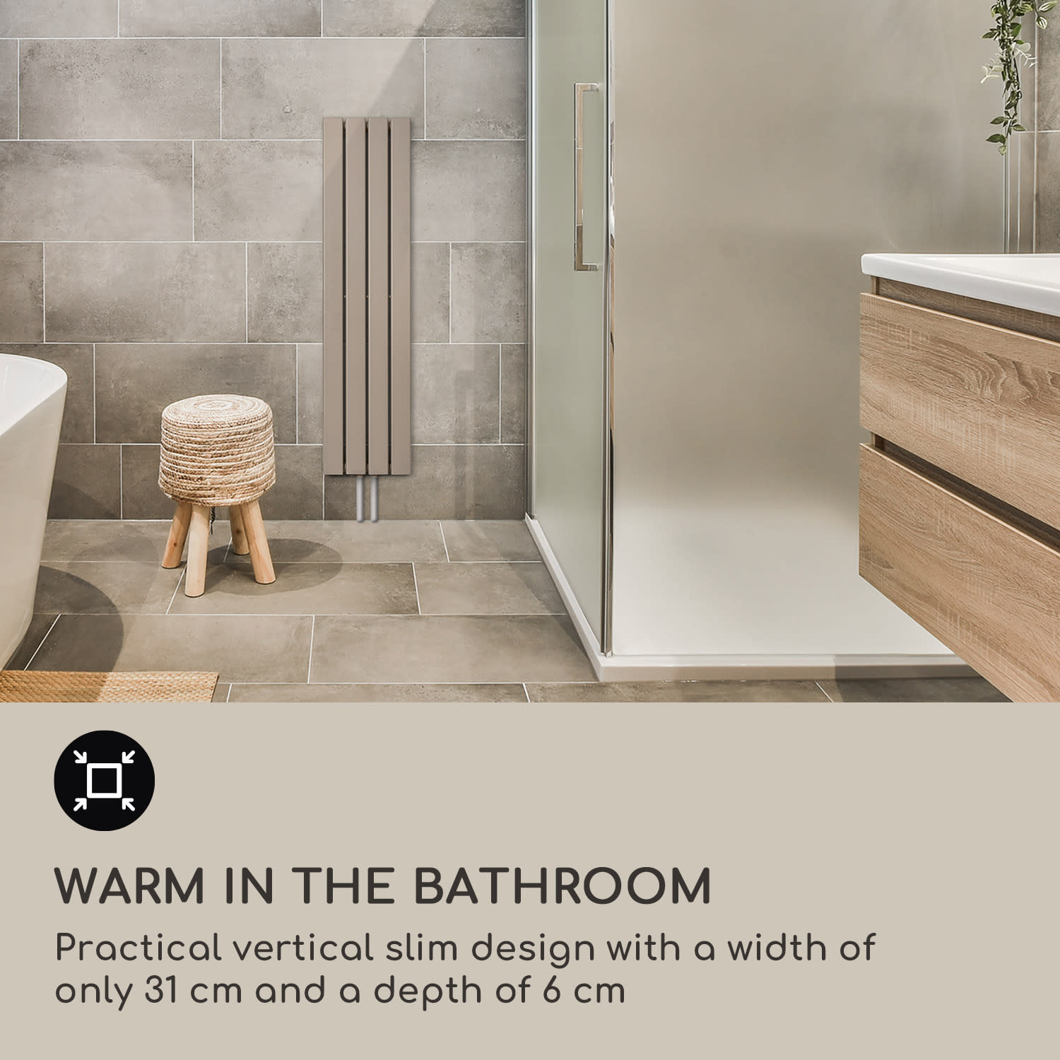 Radijator Ontario 120 x 30 380 W 30 x 120 cm | jedna linija | Pijesak