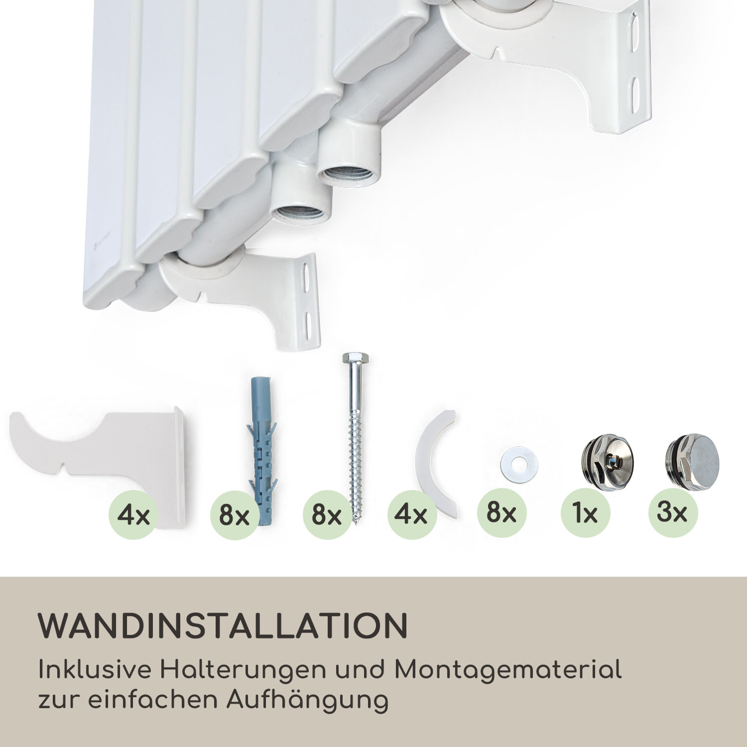 Ontario 120x45 Heizkörper 1/2" Seitenanschluss Wandinstallation 485 W 45 x 120 cm | einreihig | Weiß