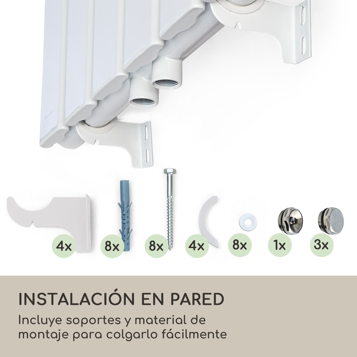 Radiador Ontario 120x45 1/2" conexión lateral instalación en pared 485 W 45 x 120 cm | una sola fila | Blanco