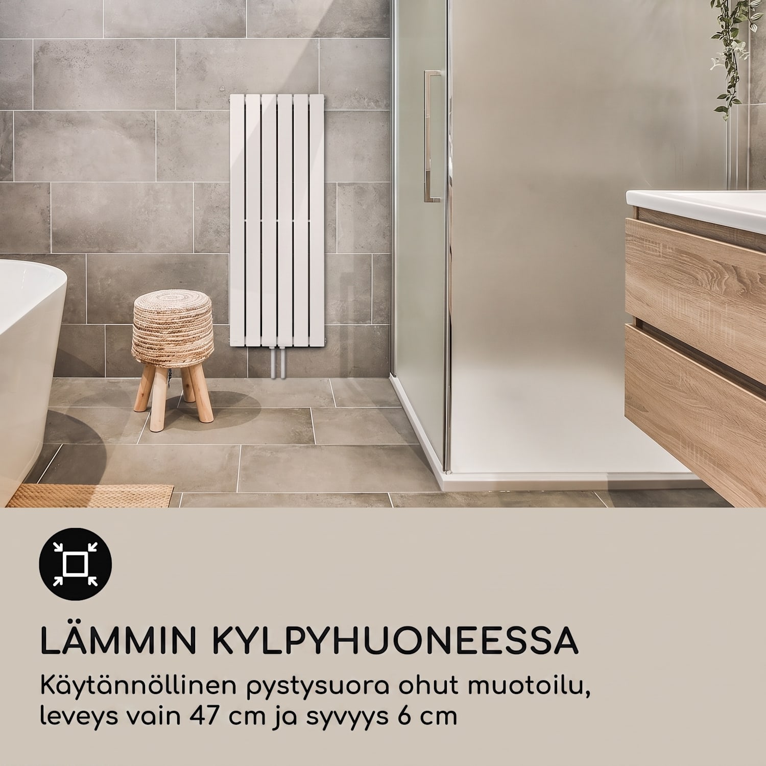 Ontario 120x45 patteri 1/2" sivuliitäntä seinäasennus 485 W 45 x 120 cm | yksi rivi | Valkoinen