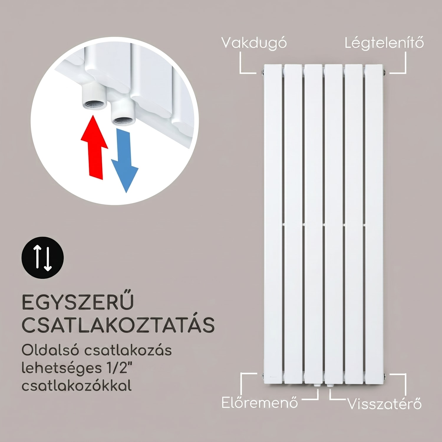 Ontario, radiátor, 120 x 45, 485 W, falra szerelhető 45 x 120 cm | egy sor | Fehér