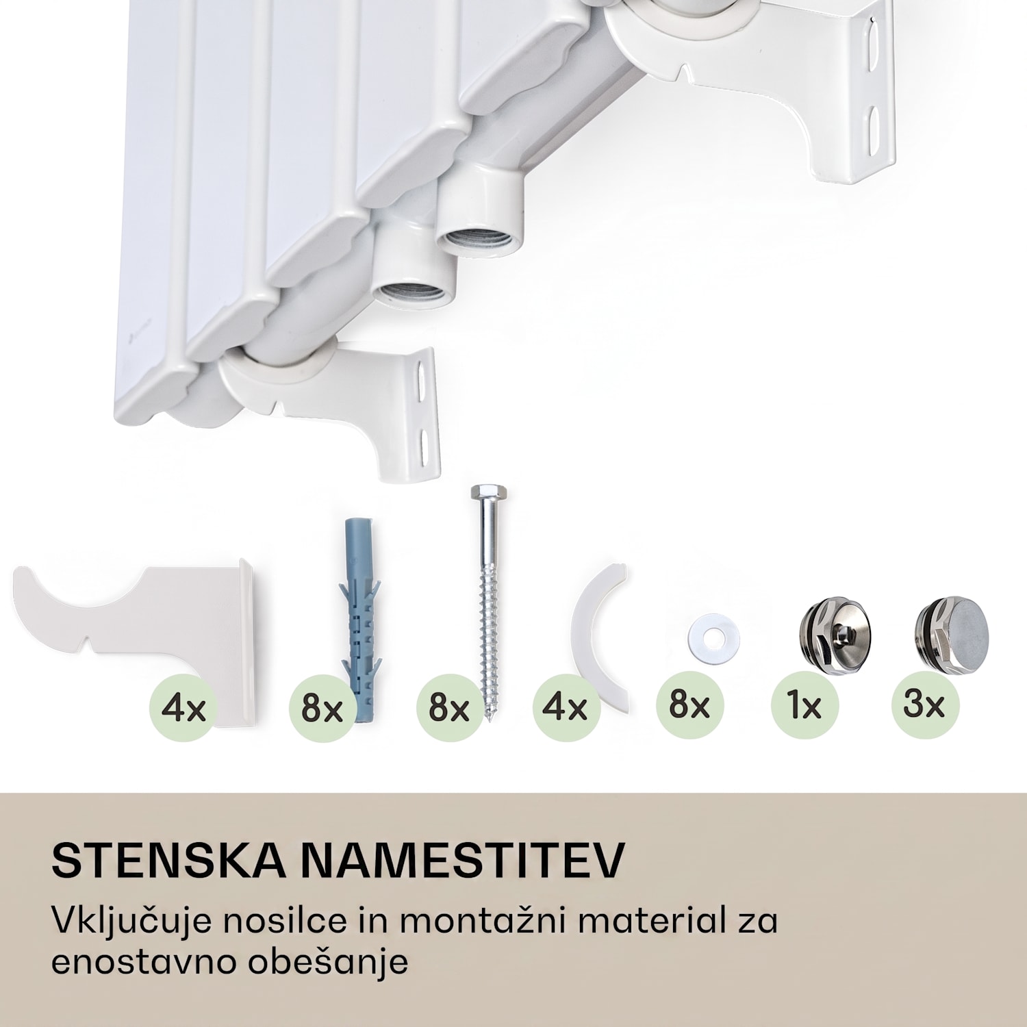 Ontario, radiator, 120 x 45, stenska montaža, 485 W 45 x 120 cm | ena vrstica | Bela