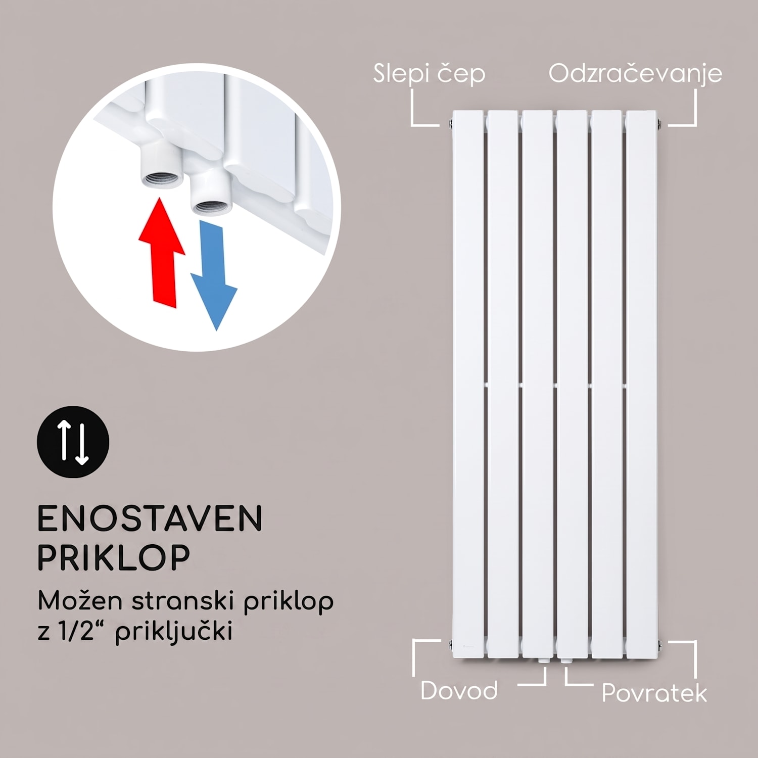 Ontario, radiator, 120 x 45, stenska montaža, 485 W 45 x 120 cm | ena vrstica | Bela