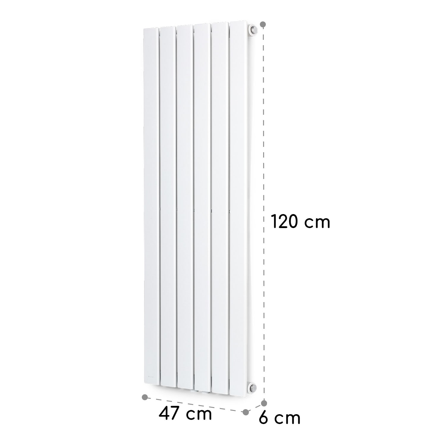Radiateur Ontario 120x45 1/2" avec raccord latéral, installation murale 485 W 45 x 120 cm | une seule rangée | Blanc