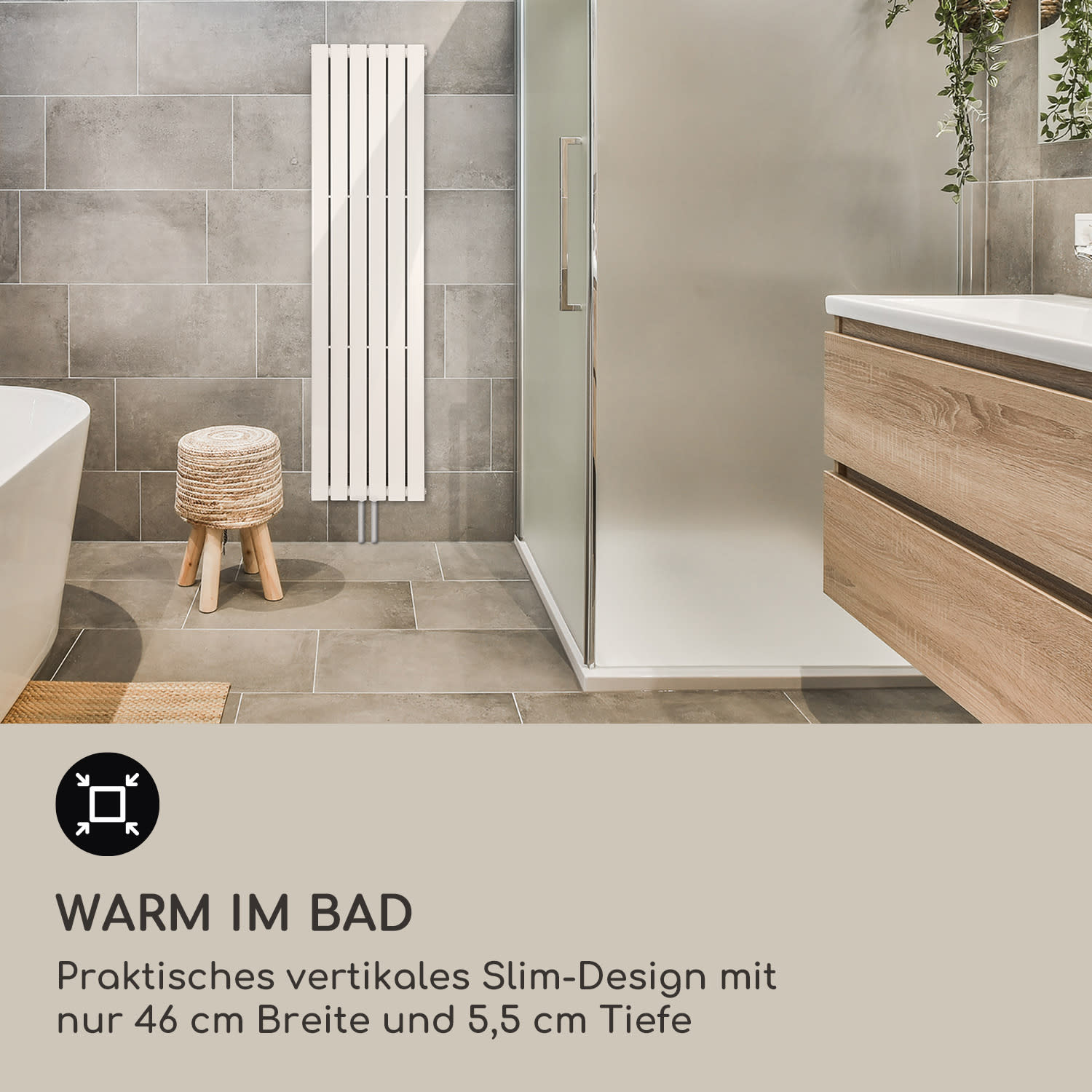 Ontario 180 x 45 Heizkörper 1/2" Seitenanschluss Wandinstallation Slim 485 Watt 45 x 180 cm | einreihig | Weiß