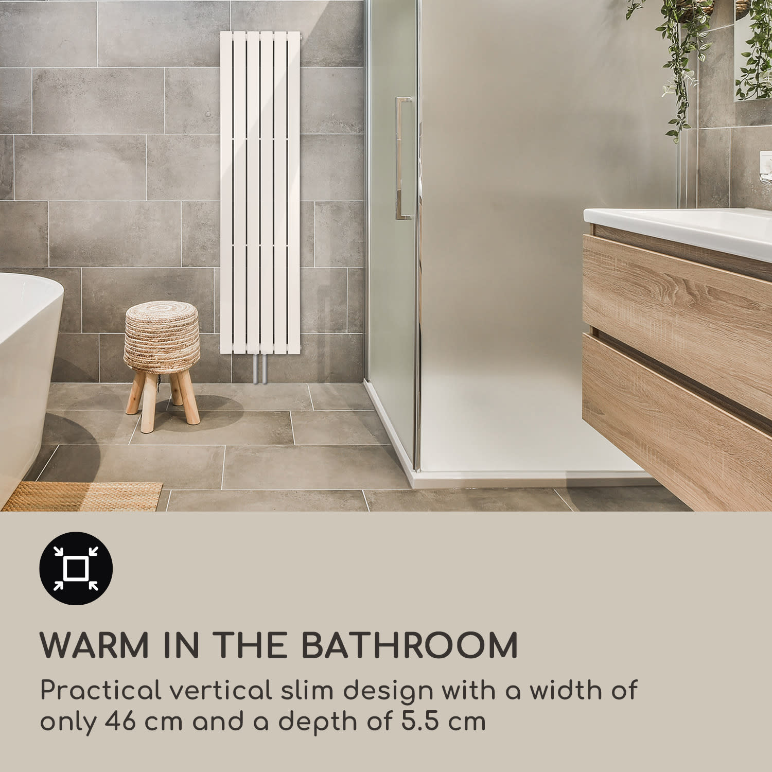 Ontario 180 x 45 radiator 1/2" side connection wall installation slim 485 watts 45 x 180 cm | single row | White