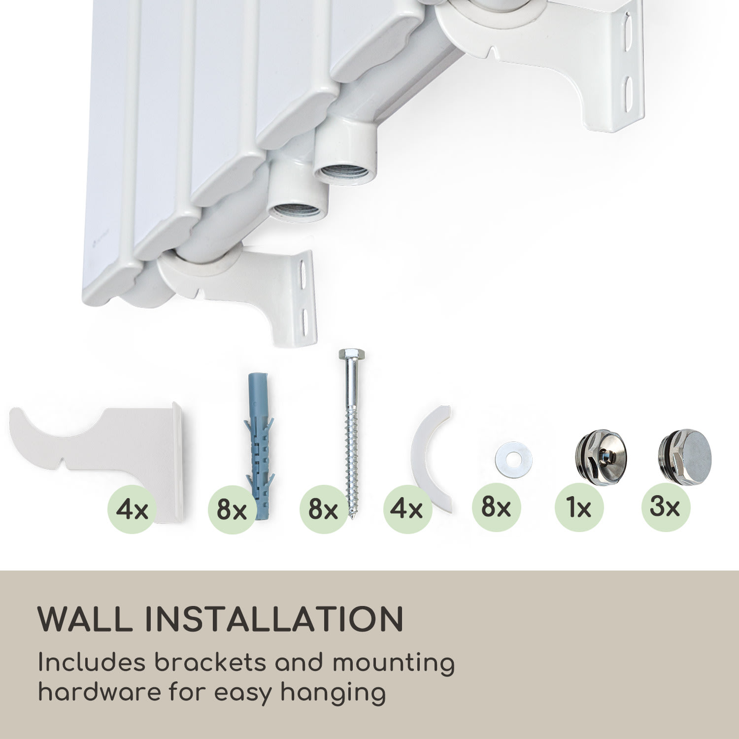 Ontario 180 x 45 radiator 1/2" side connection wall installation slim 485 watts 45 x 180 cm | single row | White