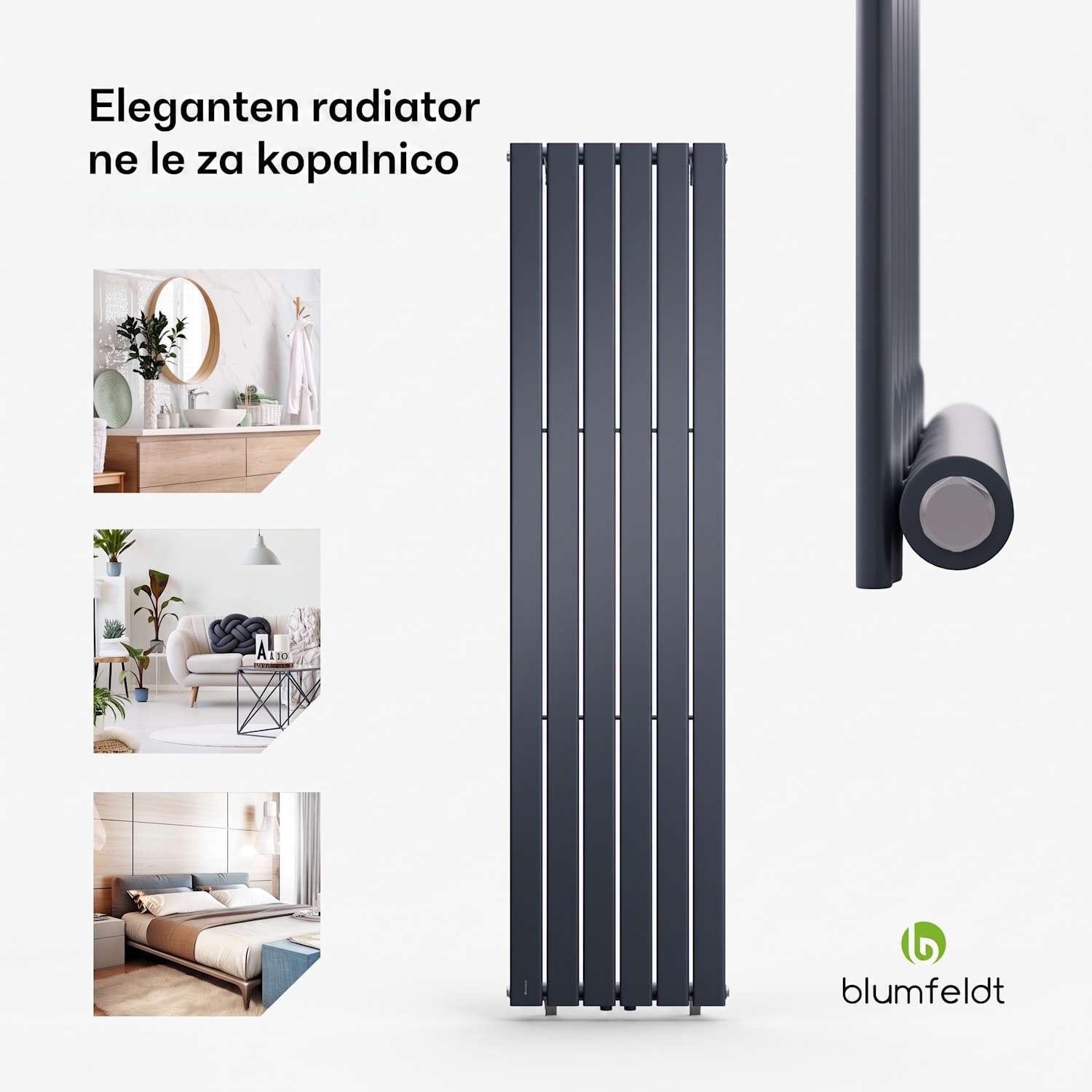 Ontario, radiator, 45 x 180, 1/2" stranski priklop, stenska montaža, 485 W 45 x 180 cm | ena vrstica | Antracit
