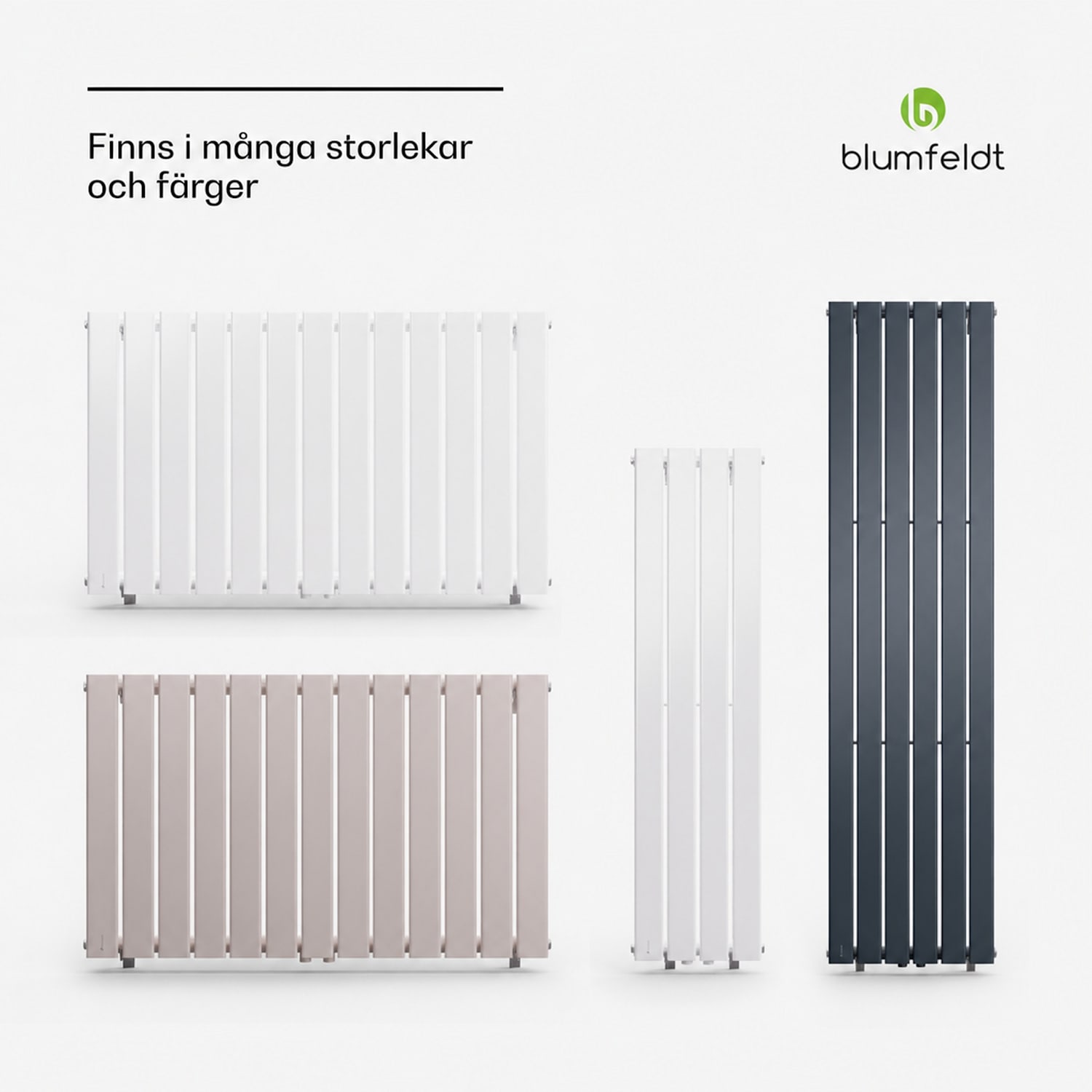 Ontario 45 × 180 radiator 1/2 tum sidoanslutning väggmontage Slim 485 Watt 45 x 180 cm | enda rad | Antracit
