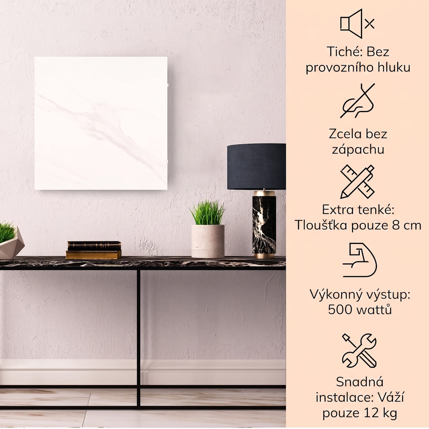 Santorini Smart, infračervený ohřívač, 60 x 60 cm, 500 W, týdenní časovač, IP24 500 W