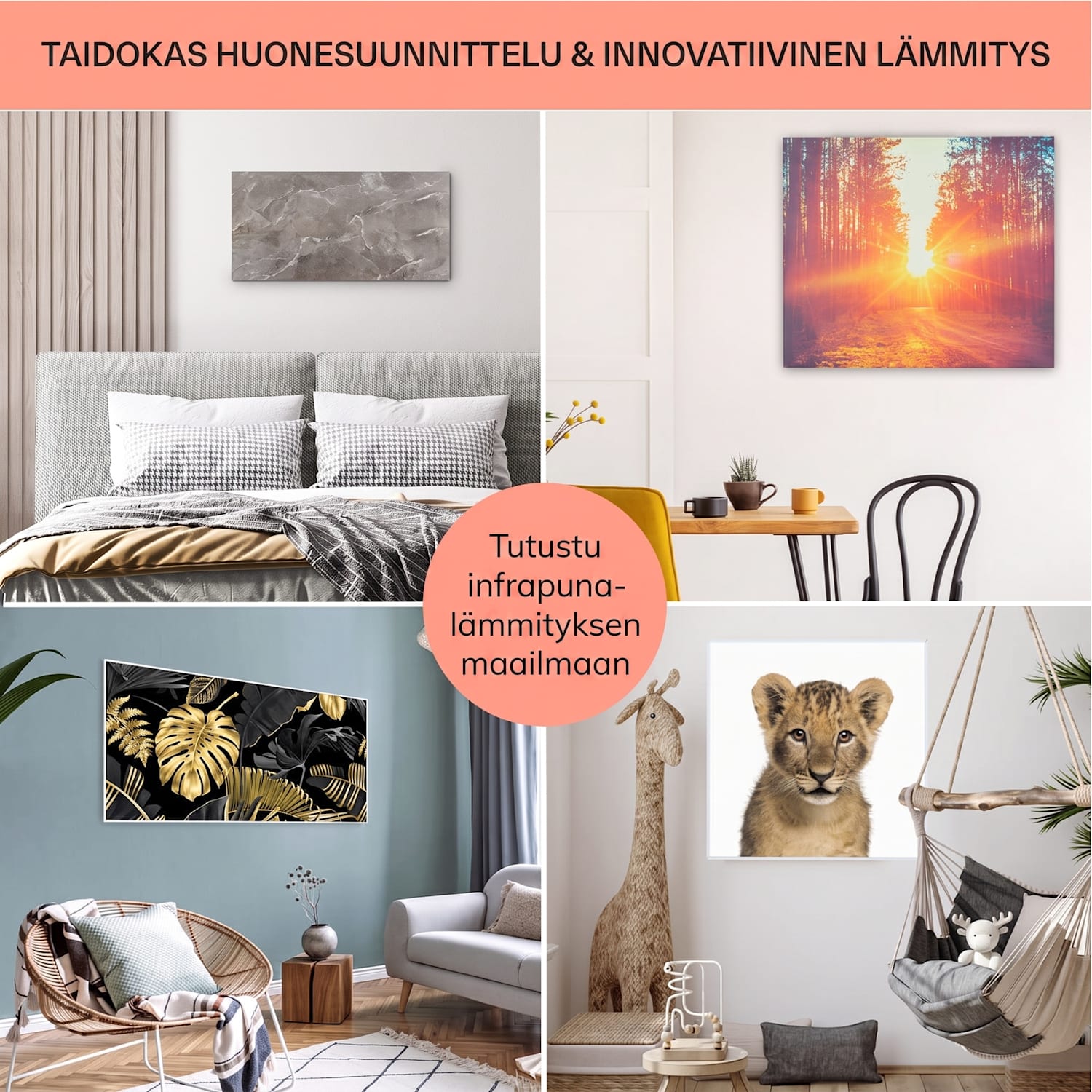 Santorini Smart -infrapunalämmitin 60x60cm 500W viikkoajastin IP24 500 W