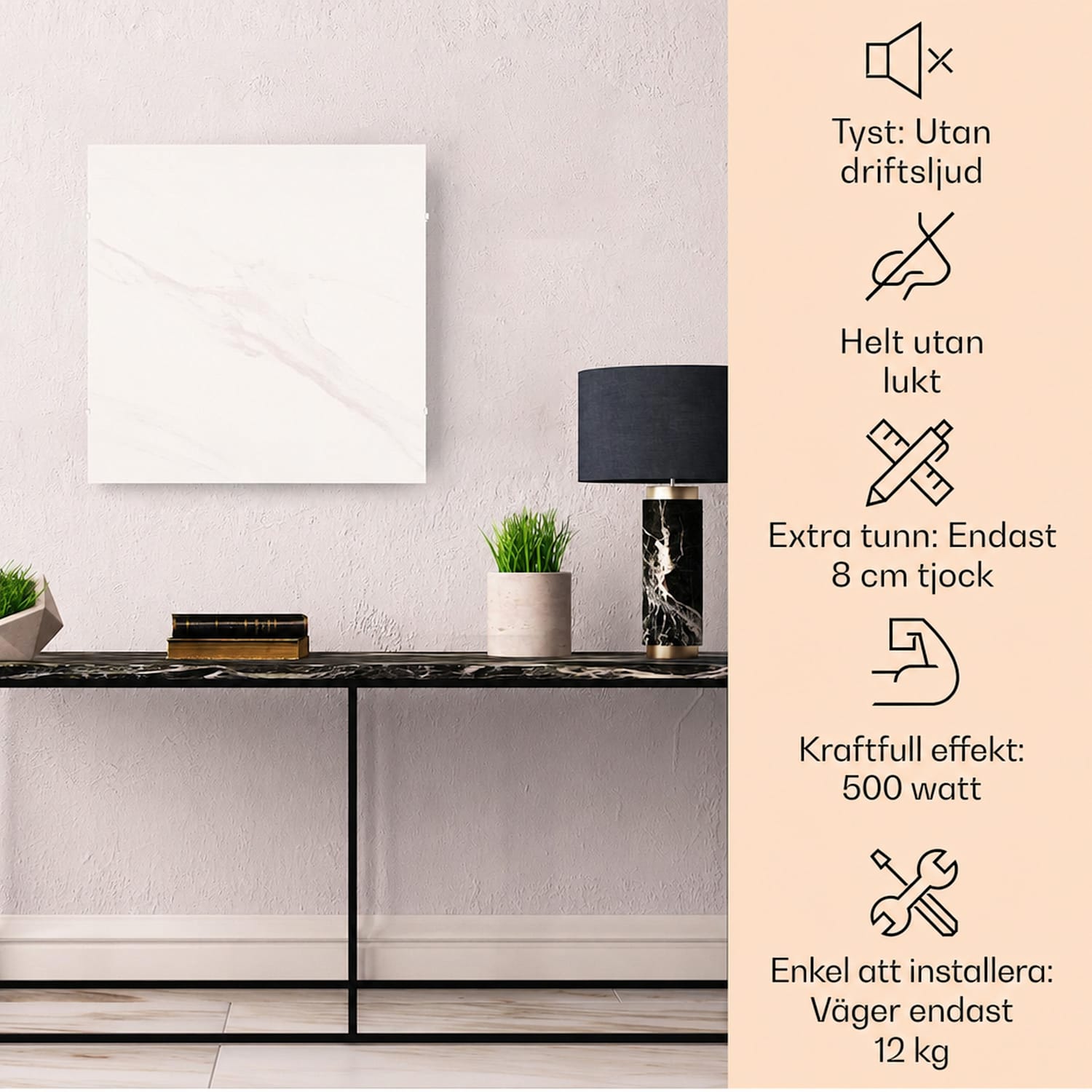Santorini Smart Infravärmare 60x60cm 500W veckotimer IP24 500 W