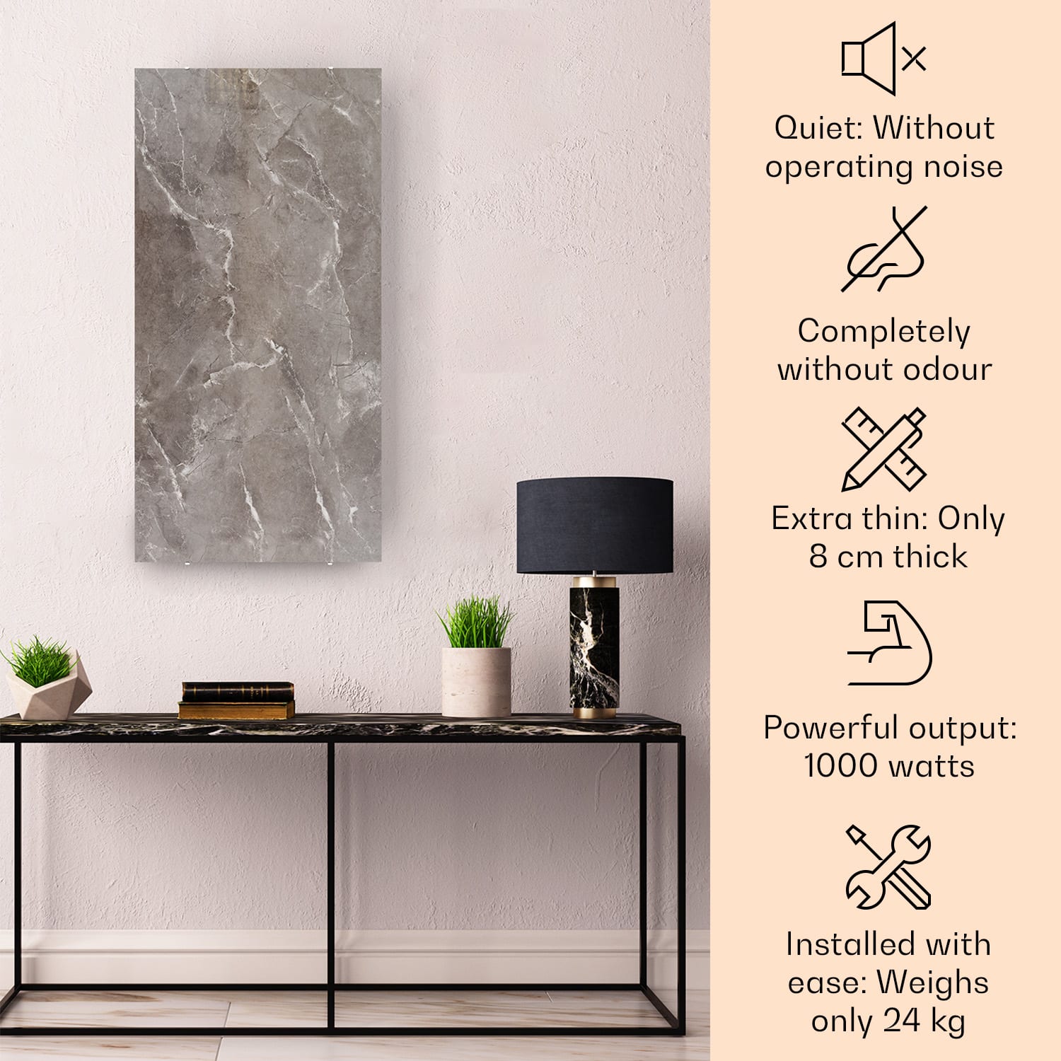 Santorini Smart, infravörös hősugárzó, 120 x 60 cm, 1000 W, heti időzítő, IP25 