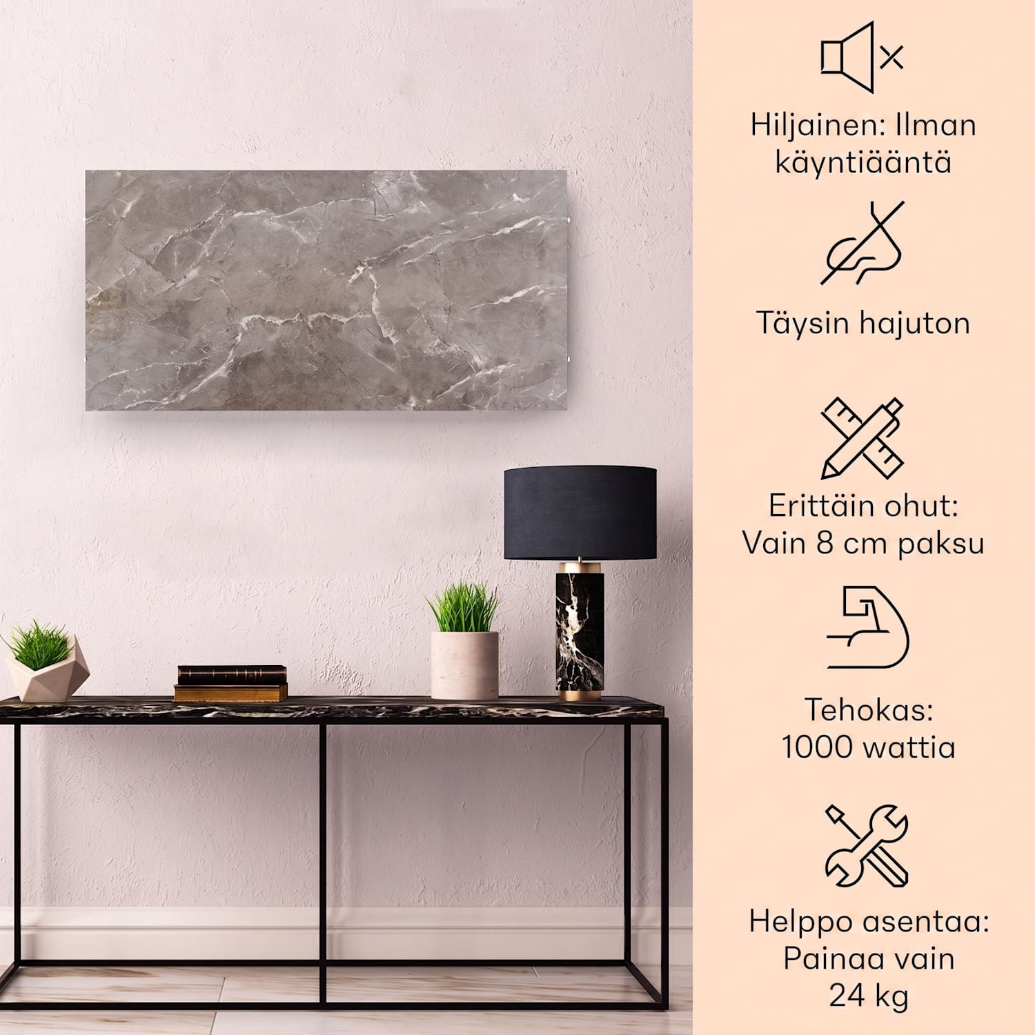 Santorini Smart -infrapunalämmitin 120x60cm 1000W viikkoajastin IP24 1000 W
