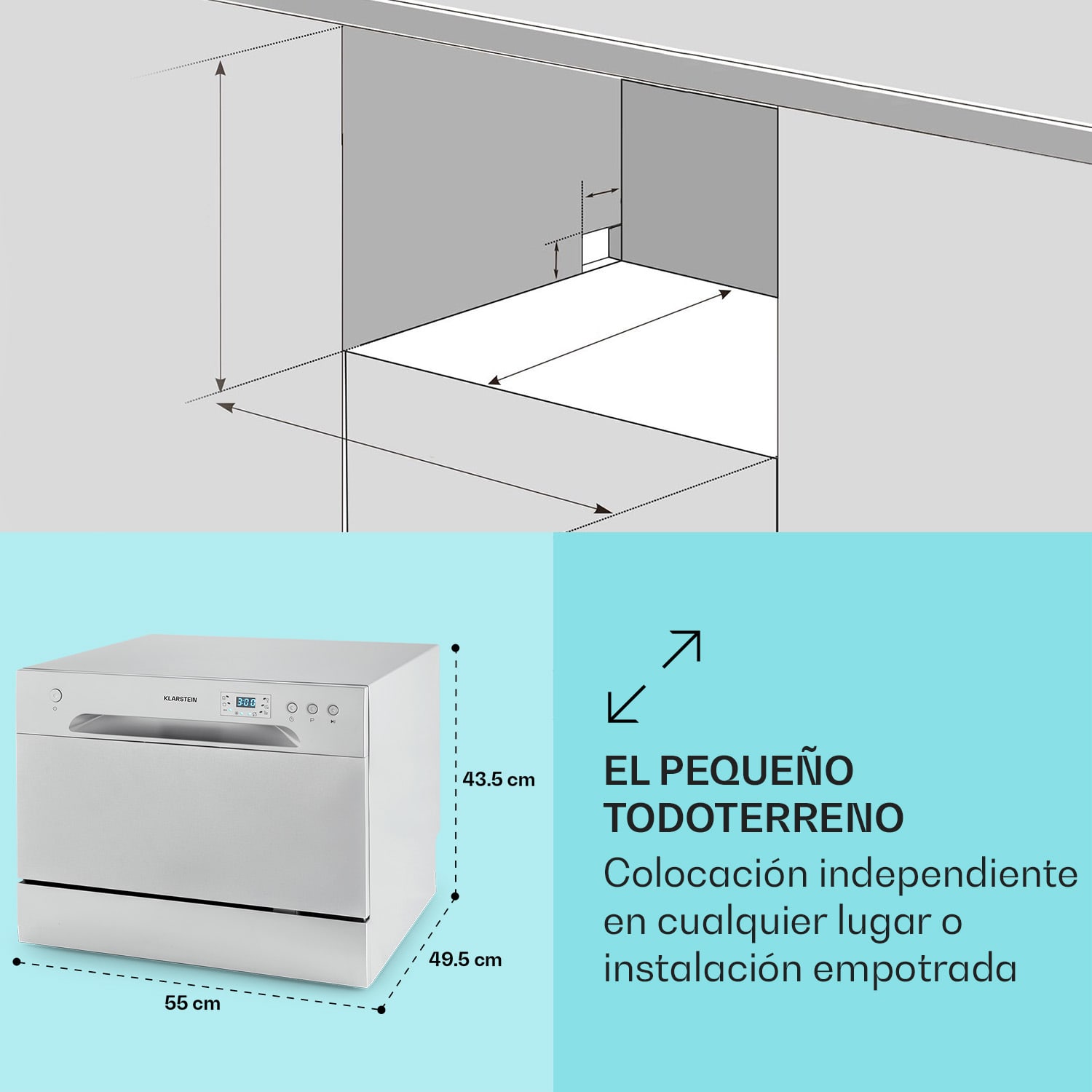 Havasia UV 6 Lavavajillas Luz UV Independiente 1380W Plata Metálica