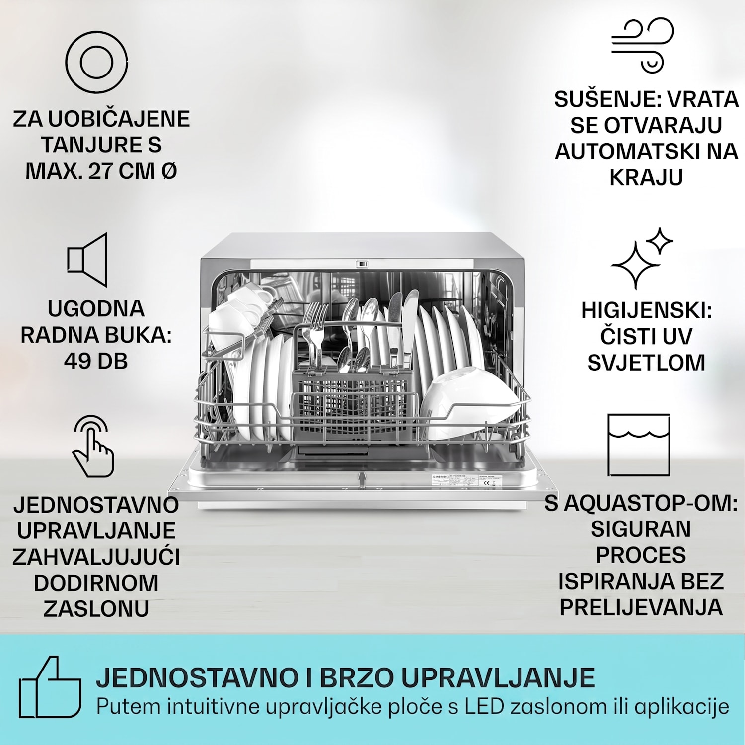 Havasia UV 6, perilica suđa, UV-svjetlo, samostojeća, 1380W Srebrna metalik