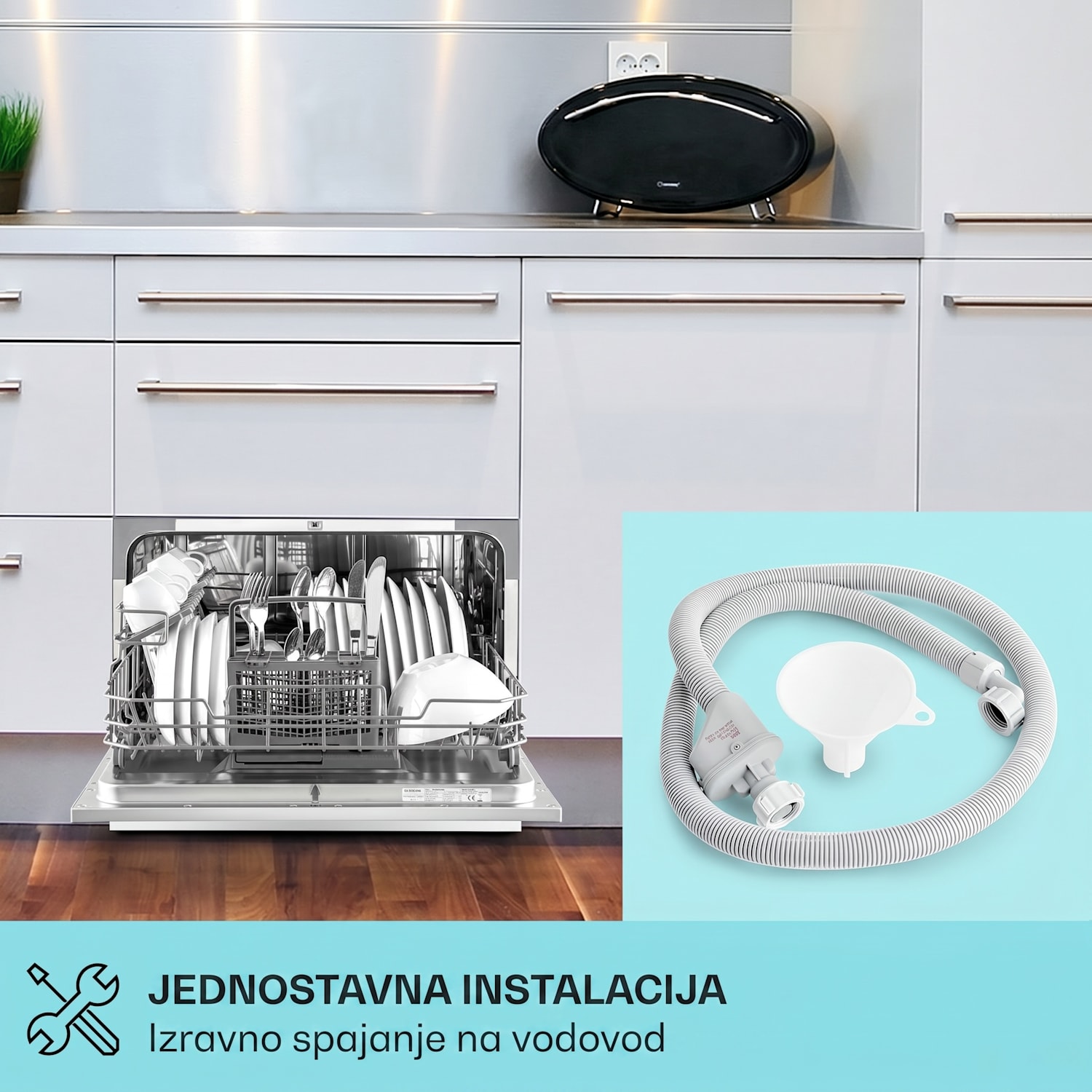 Havasia UV 6, perilica suđa, UV-svjetlo, samostojeća, 1380W Srebrna metalik