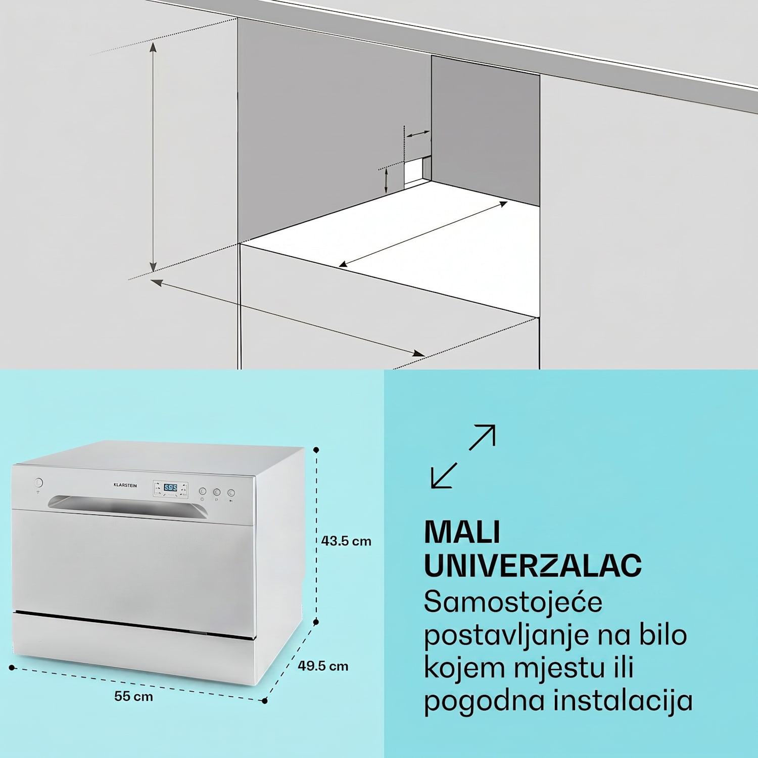 Havasia UV 6, perilica suđa, UV-svjetlo, samostojeća, 1380W Srebrna metalik